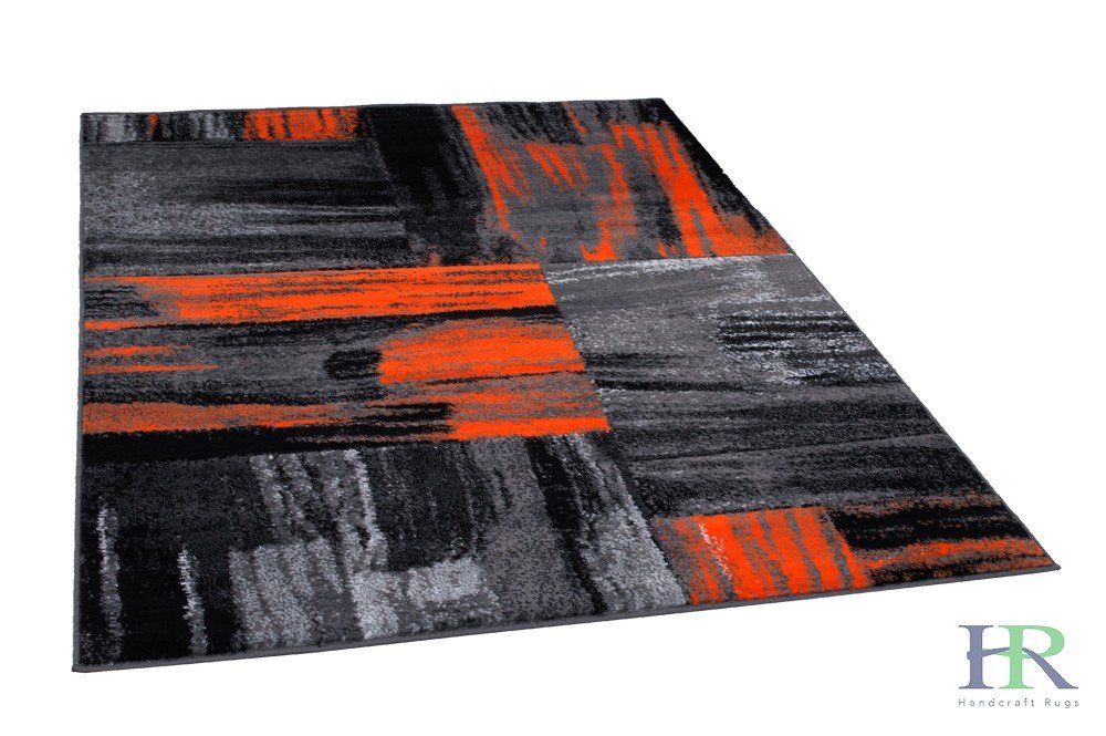 Modern Mixed Brush Color Pattern Area Rug – Various Sizes Available in Gray, Red, Beige, Blue, Lava, Orange, Electric Green, Yellow, Chocolate