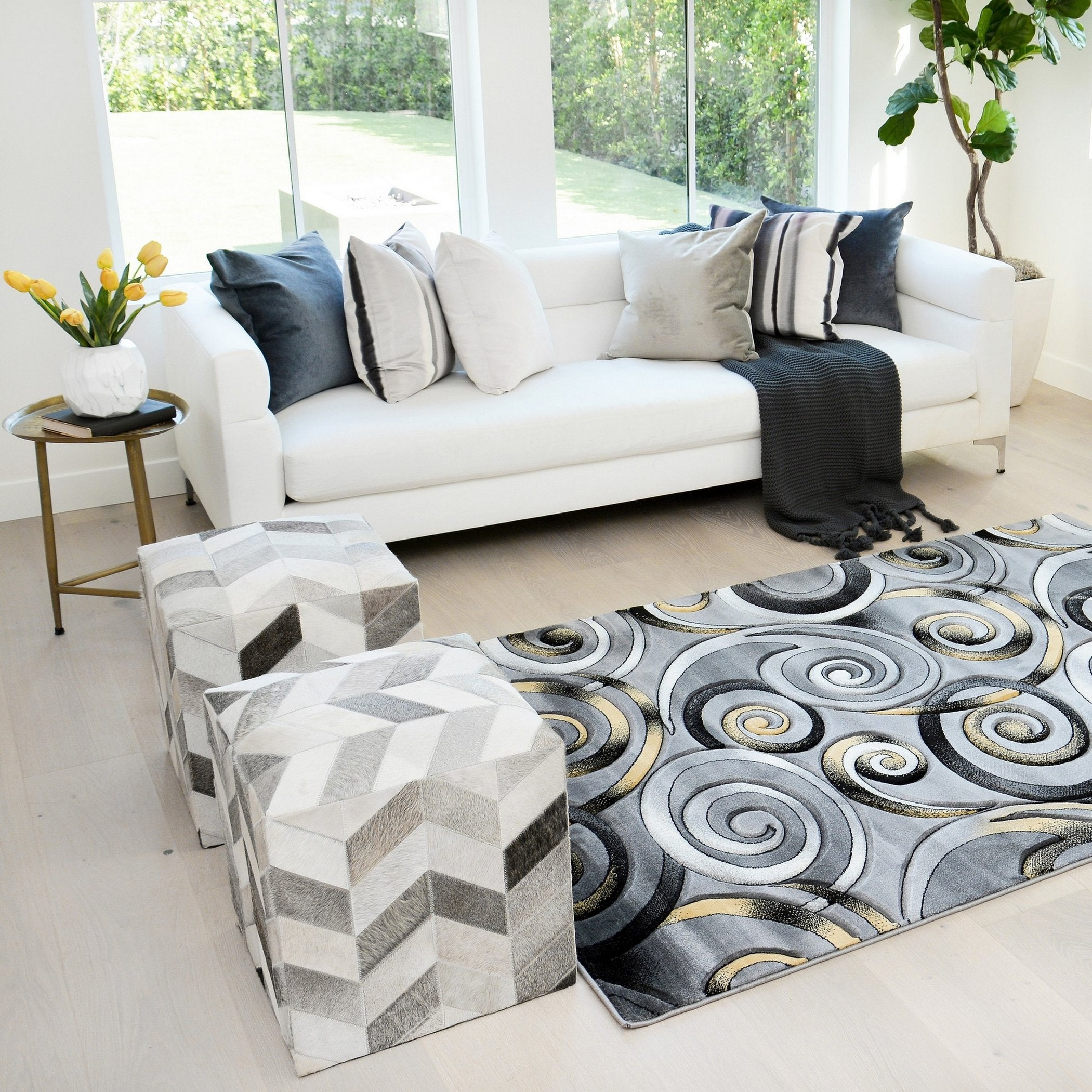 Swirls Contemporary Hand Carved Rugs #14