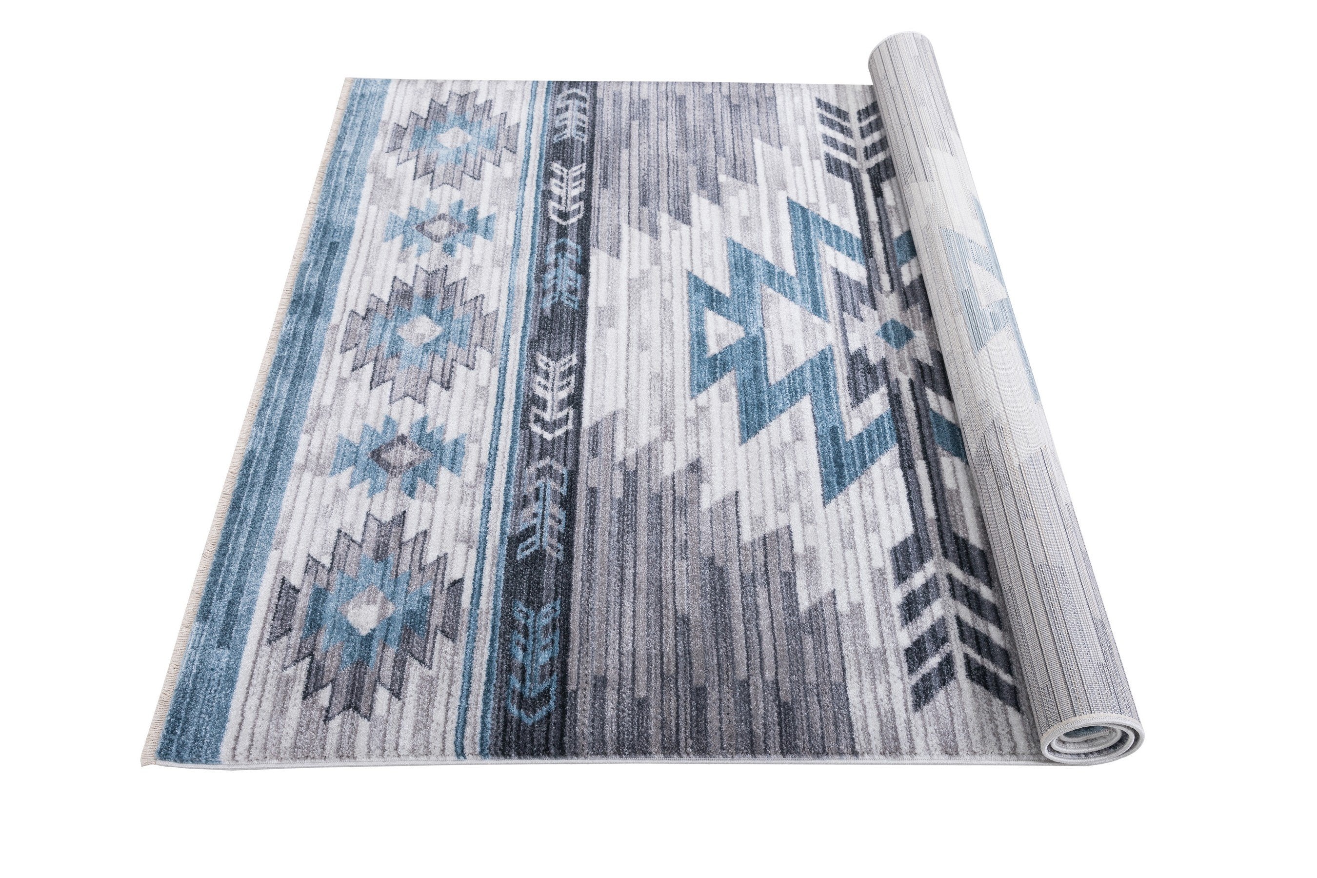 Navajo Tribal Rug – Easy Clean, Foldable, Rust/Grey/Black/Blue/Glacier/Orange/Denim