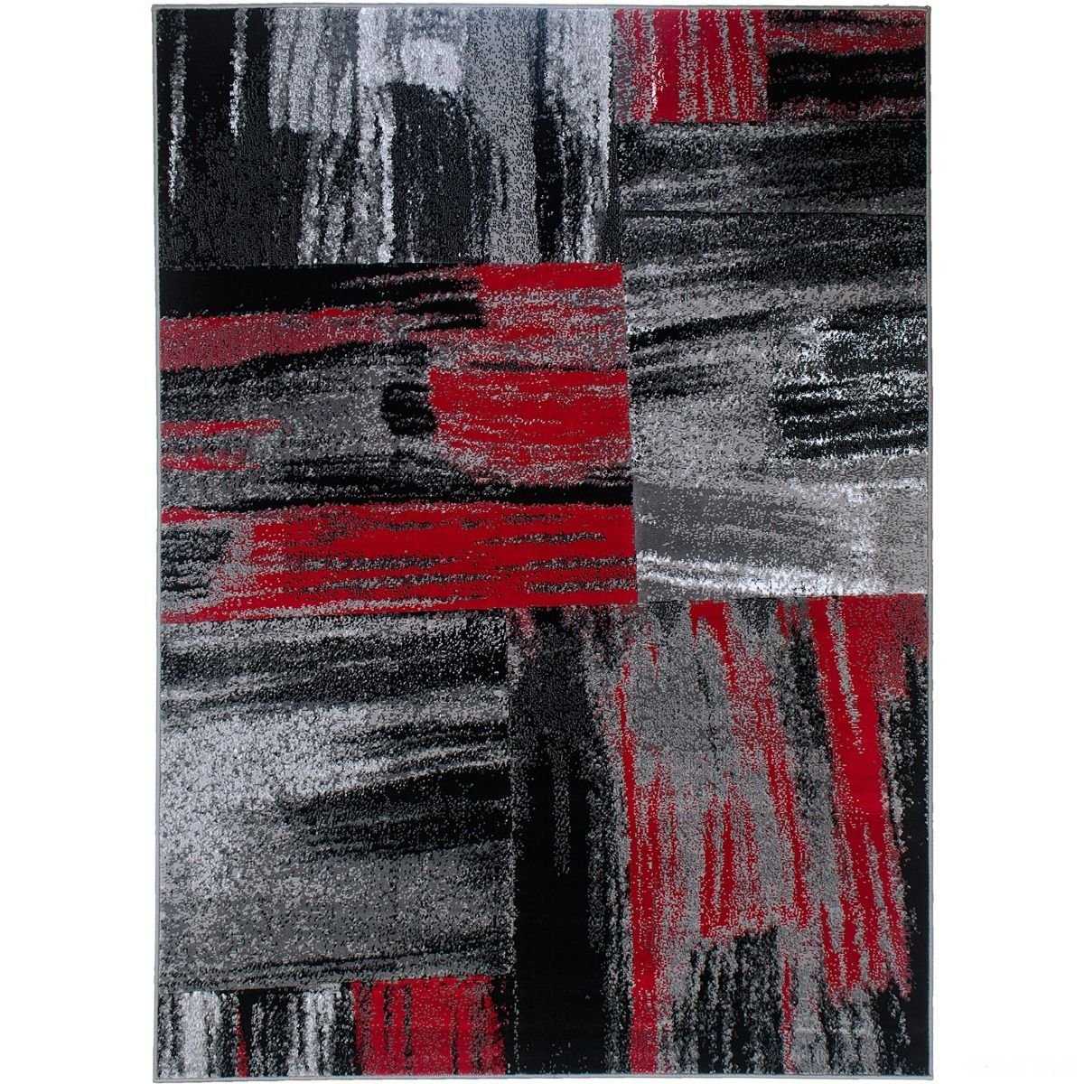 Modern Mixed Brush Color Pattern Area Rug – Various Sizes Available in Gray, Red, Beige, Blue, Lava, Orange, Electric Green, Yellow, Chocolate