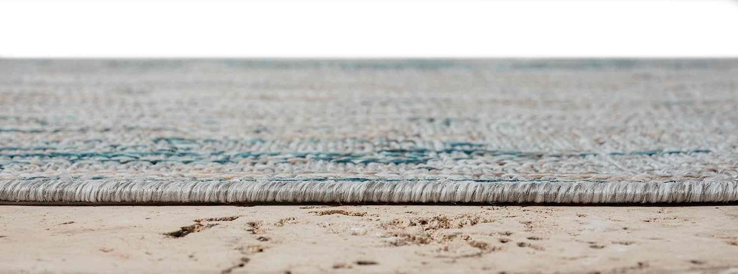 Abstract waterproof outdoor rug with neutral color tones