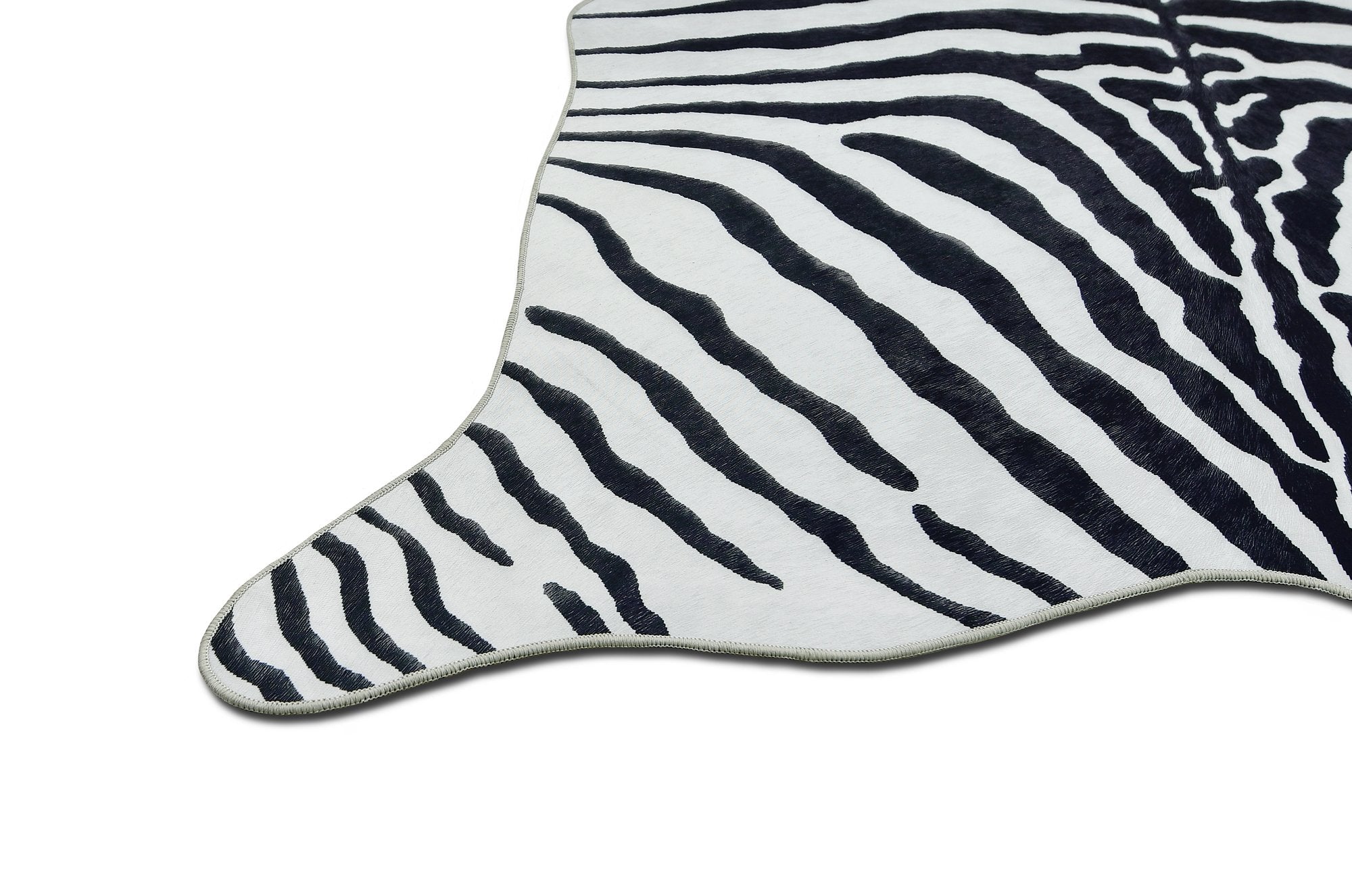 HR Premium Non-Slip Faux Cowhide Black and White Zebra Print Area Rug # 1122