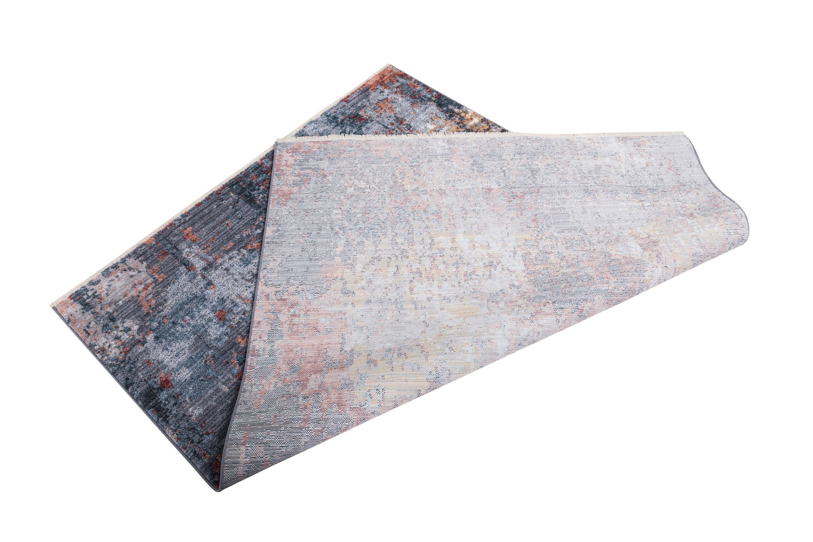 Abstract Distressed Area Rug Leno Weave Abrash Foldable #56