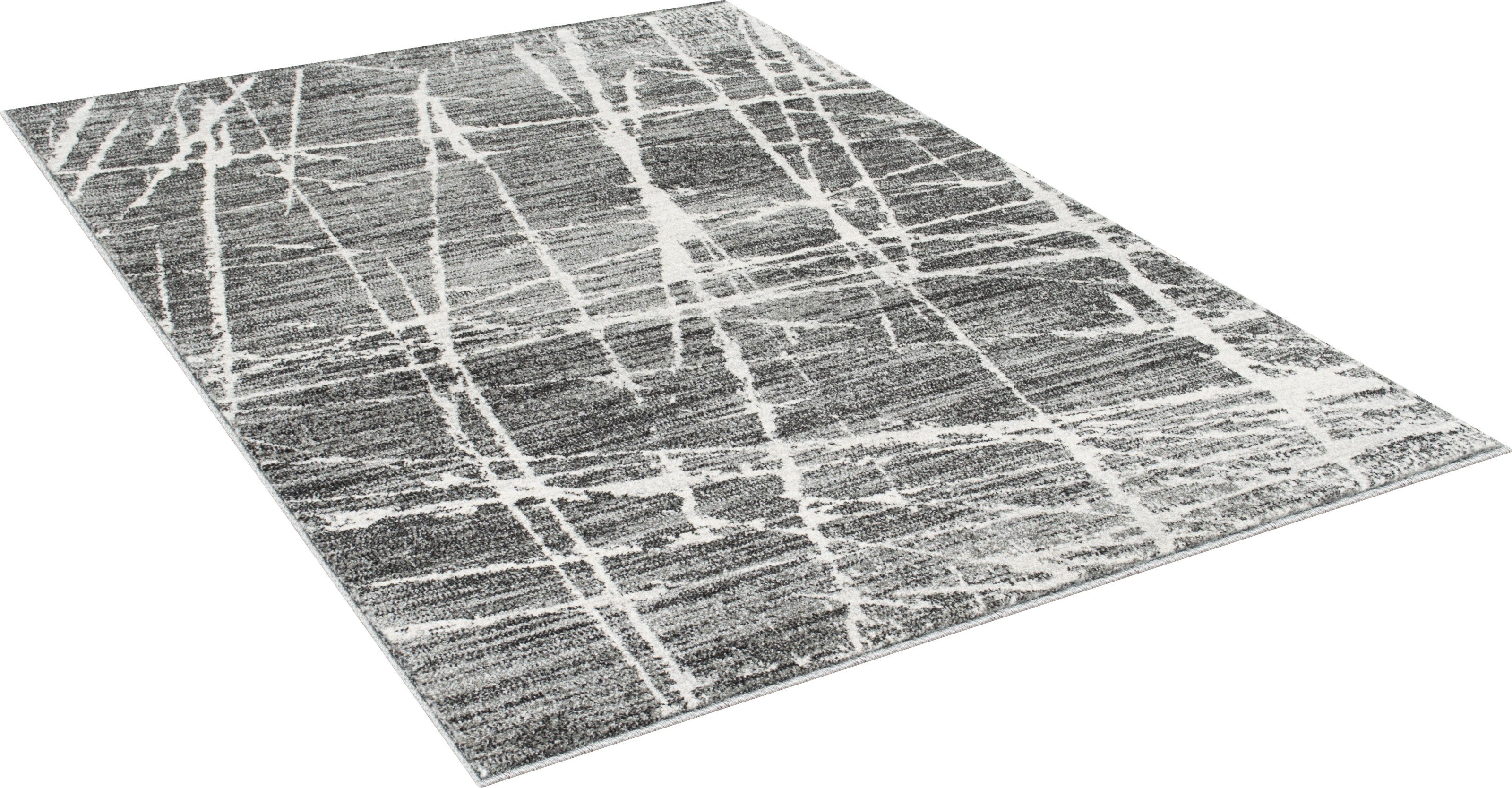 Silver/Ash Gray Thunder Pattern Fashion Rug (5 x 7 feet)