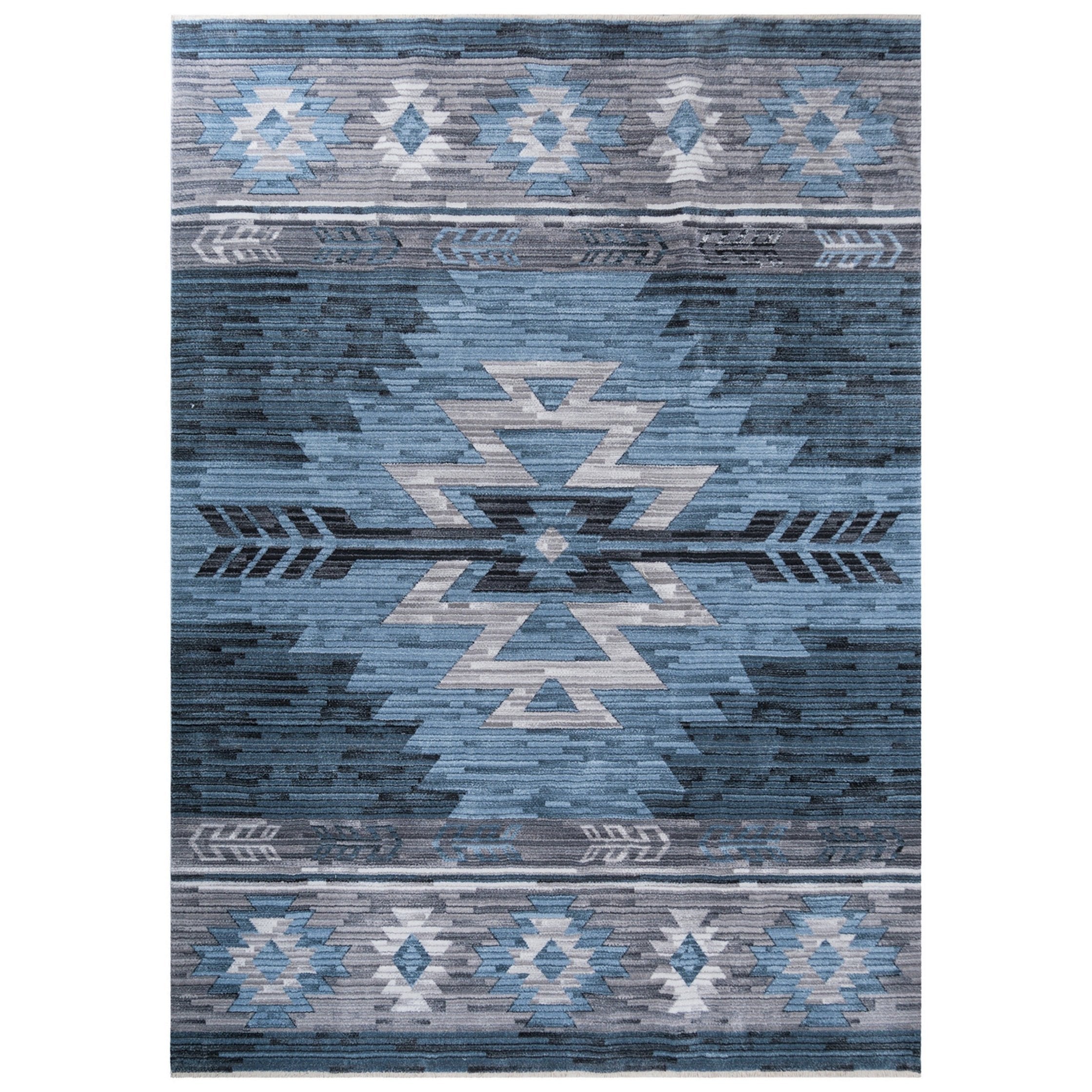 Navajo Tribal Rug – Easy Clean, Foldable, Rust/Grey/Black/Blue/Glacier/Orange/Denim