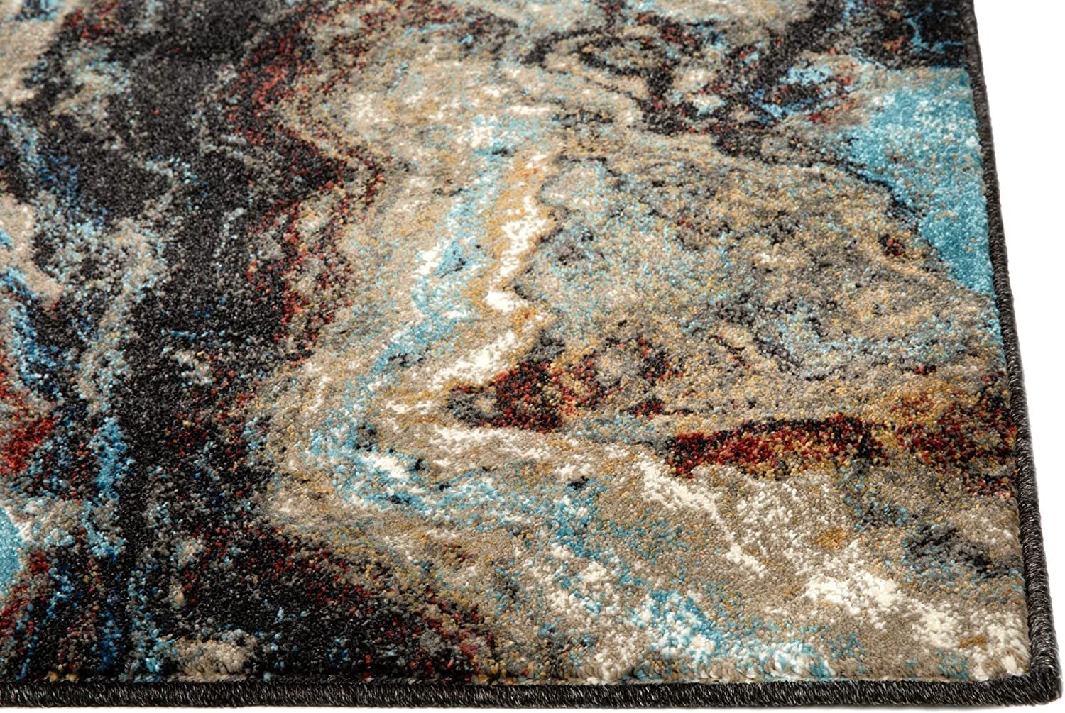 Marble Rugs Turquoise Burgundy # 90