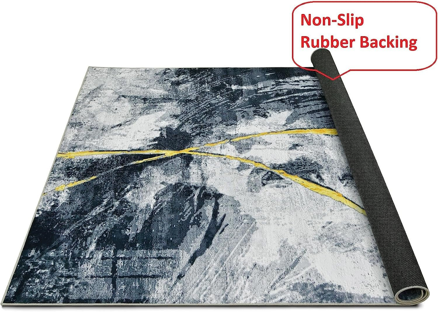 HR Abstract Area Rug with Circle Pattern - Non-Slip Rubber Backing #1107