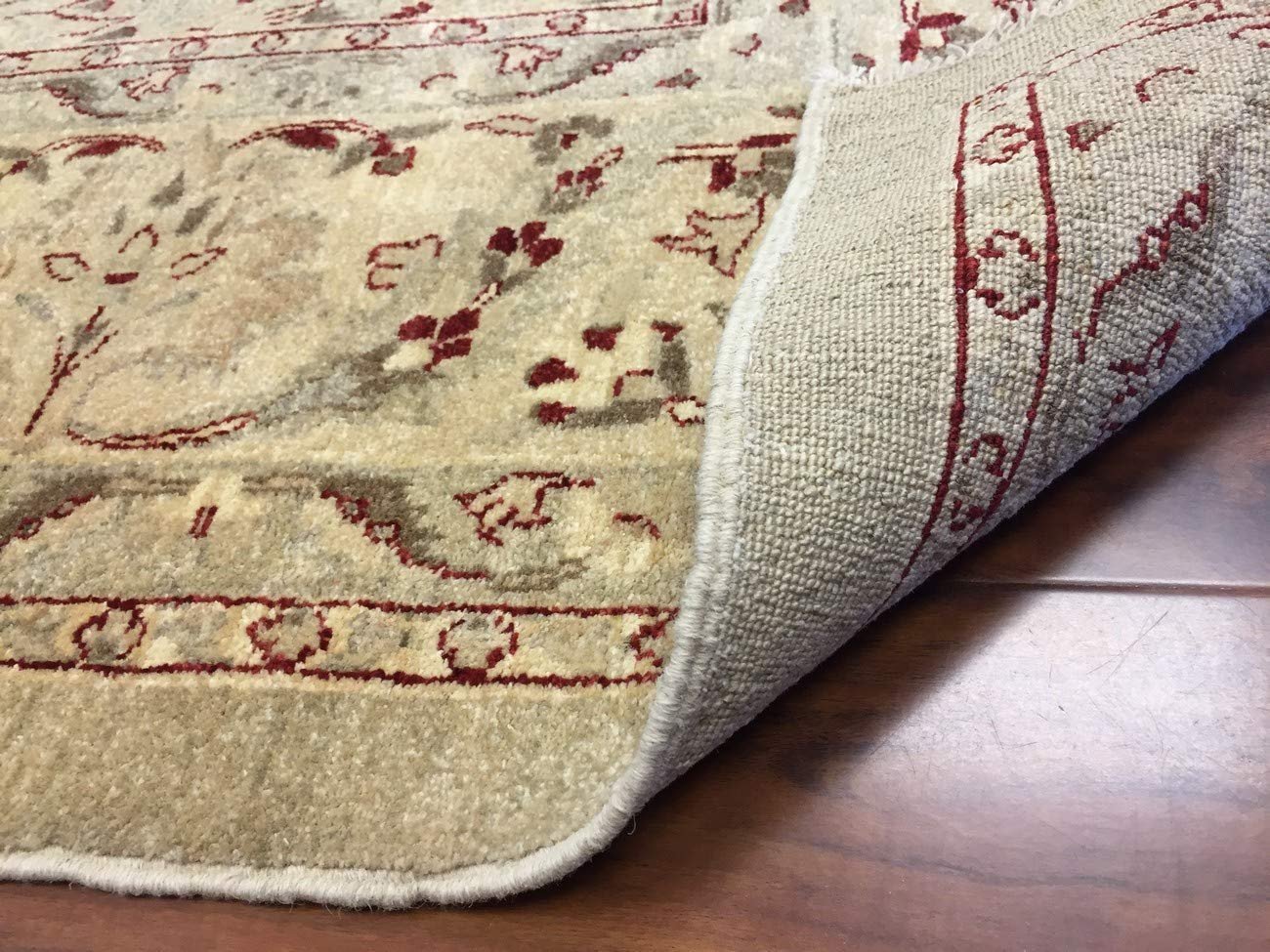 Hand Knotted Pakistani Rug-Ziegler-Ivory/red/Multi-(8.3 by 9.10 Feet)