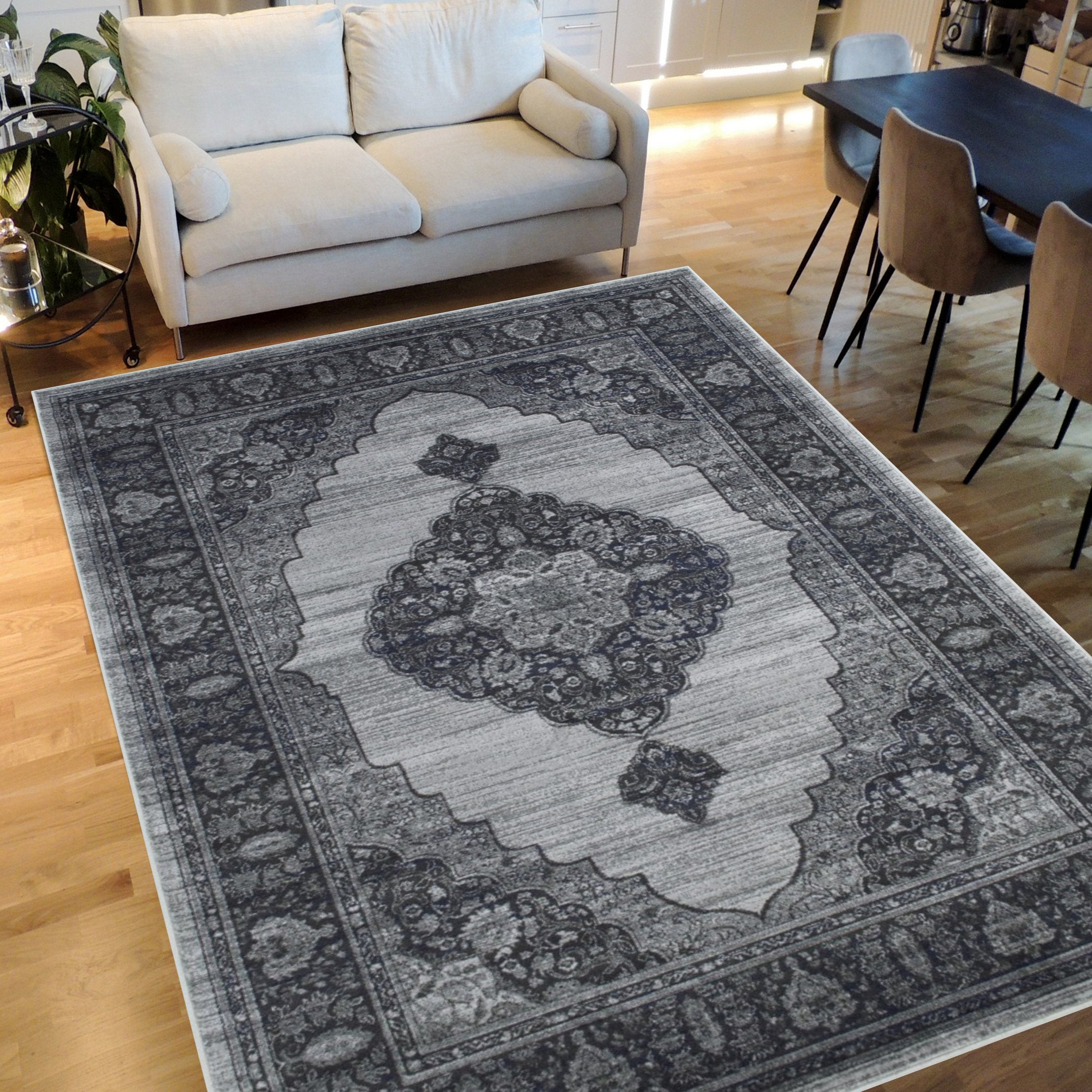 Floral Pattern Distressed Rug #94