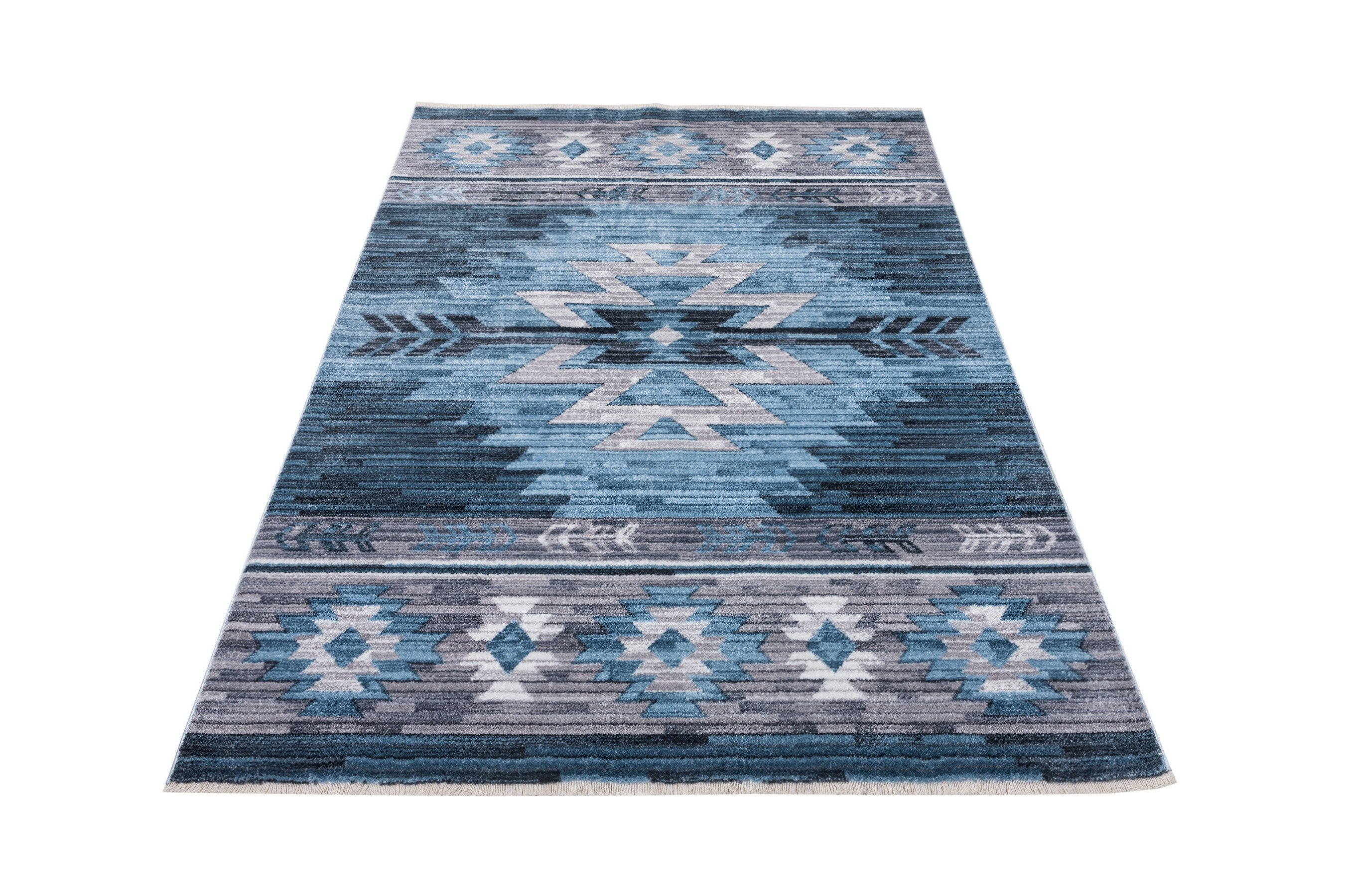 Navajo Tribal Rug – Easy Clean, Foldable, Rust/Grey/Black/Blue/Glacier/Orange/Denim