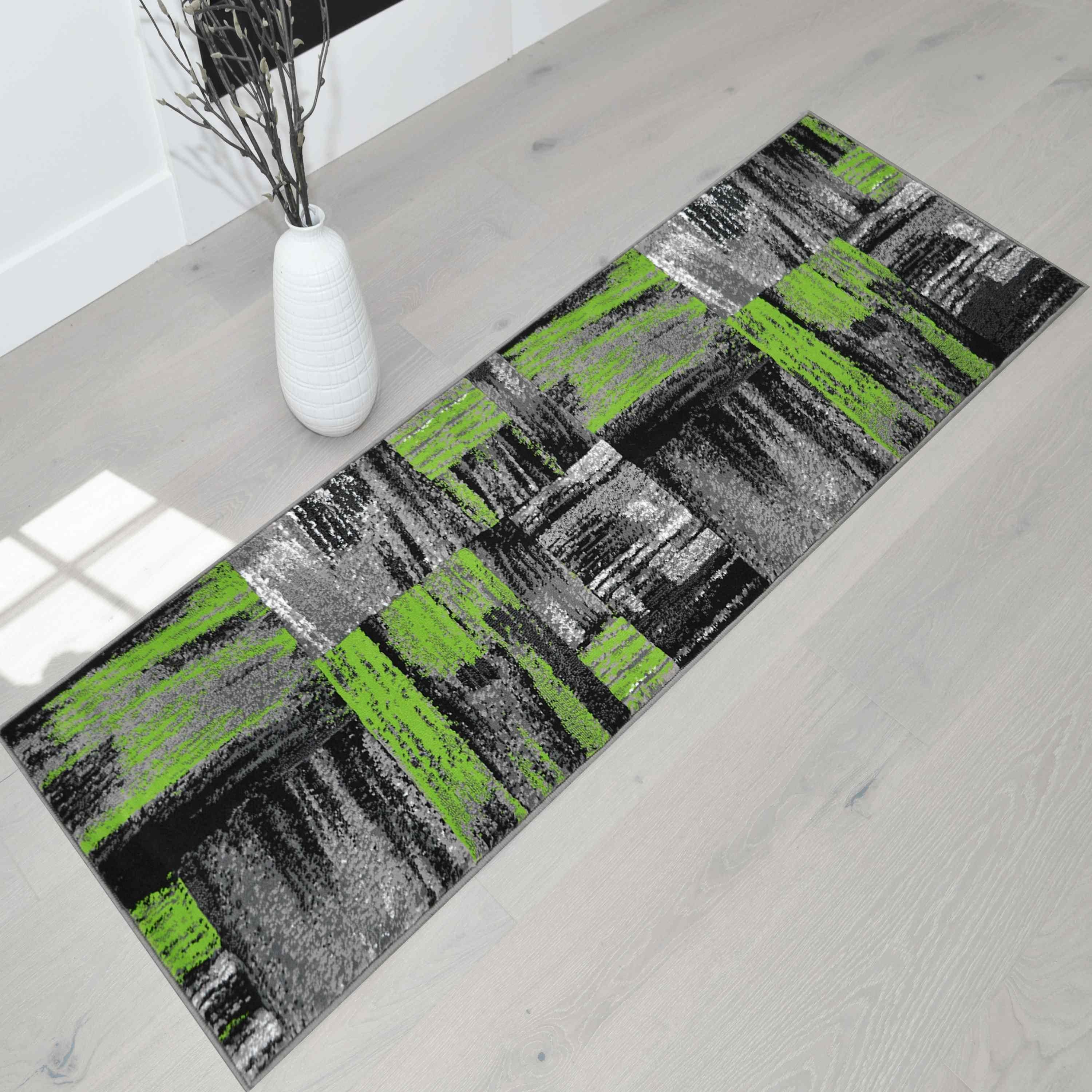 Modern Mixed Brush Color Pattern Area Rug – Various Sizes Available in Gray, Red, Beige, Blue, Lava, Orange, Electric Green, Yellow, Chocolate