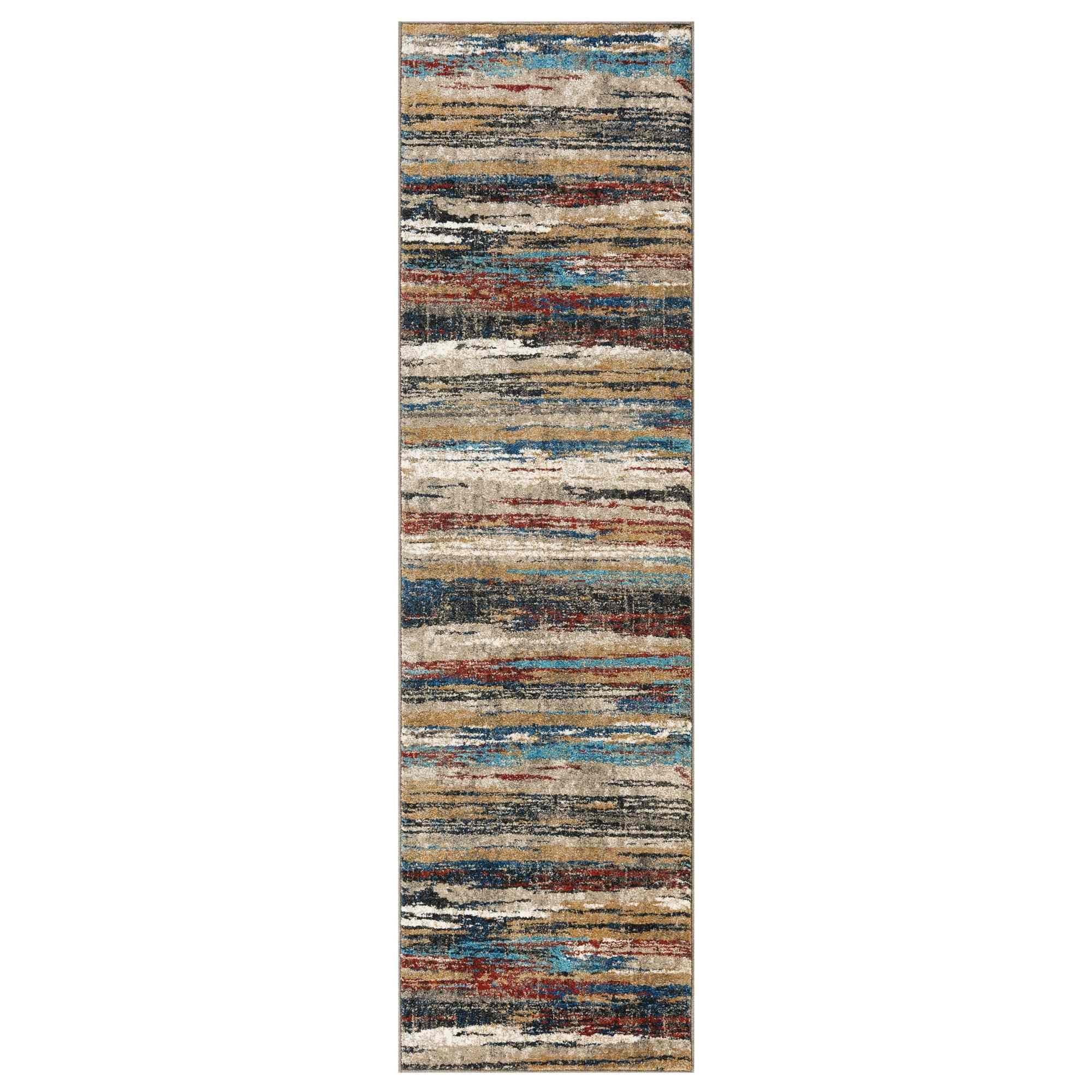 Stripped Design Rugs Blue Burgundy Multi Color Abstract #96