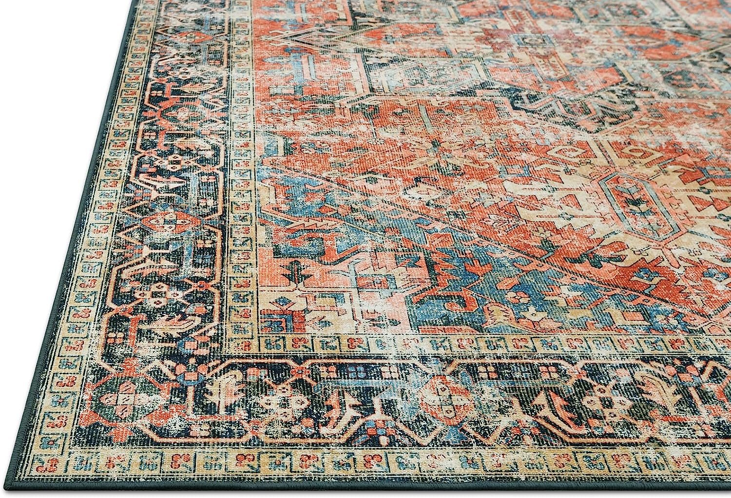 HR Bohemian Area Rug - Non-Slip Rubber Backing, Traditional Pattern # 1115