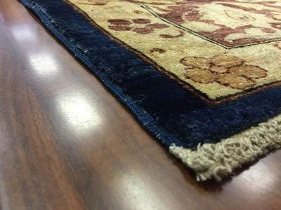 Authentic Handmade fine Pakistan Rug-Real Wool Ziegler Pattern Stone Washed-Navy/Beige-(8.3 by 12 Feet)