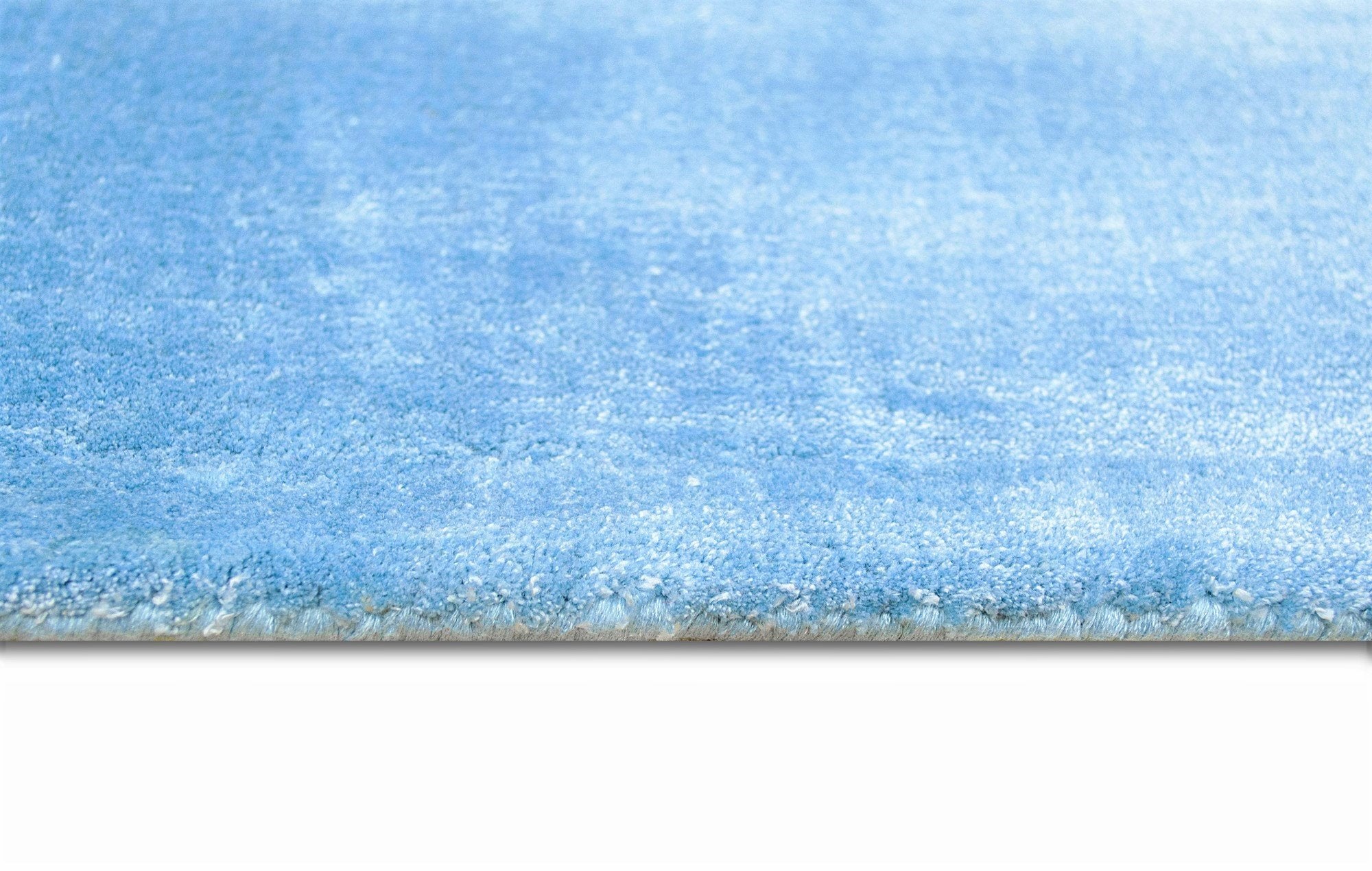 Sky Blu Color Rugs Viscose Ultra-Soft Hand Knotted in India Rugs for Dining Room