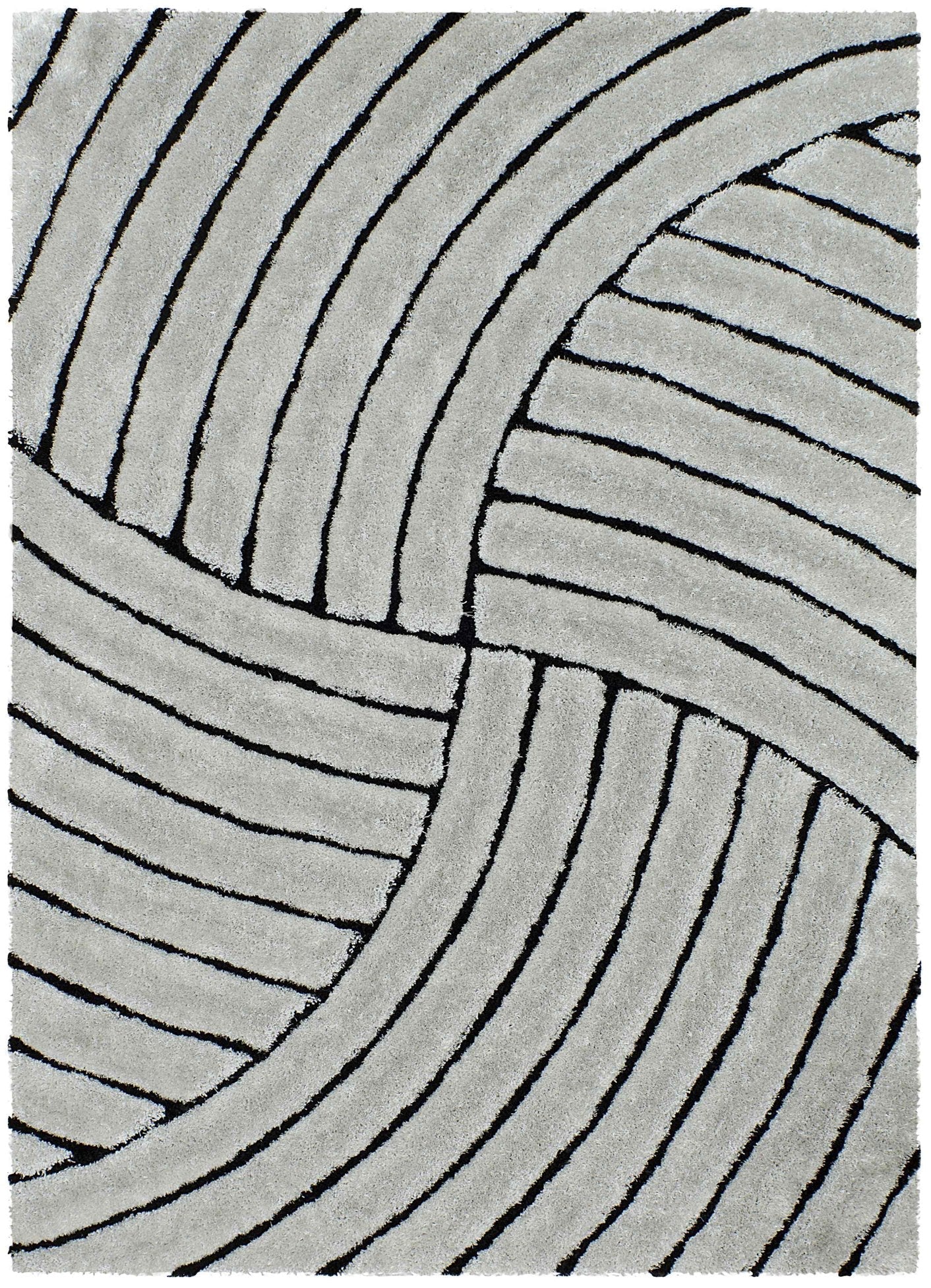 3-D Hand Carved Shaggy Rug - Soft Modern Colors