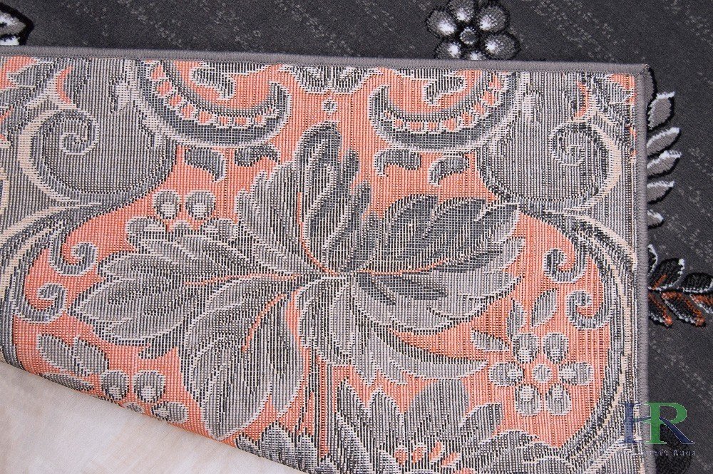 Orange/Grey/Silver/Black/Abstract Area Rug Floral Pattern
