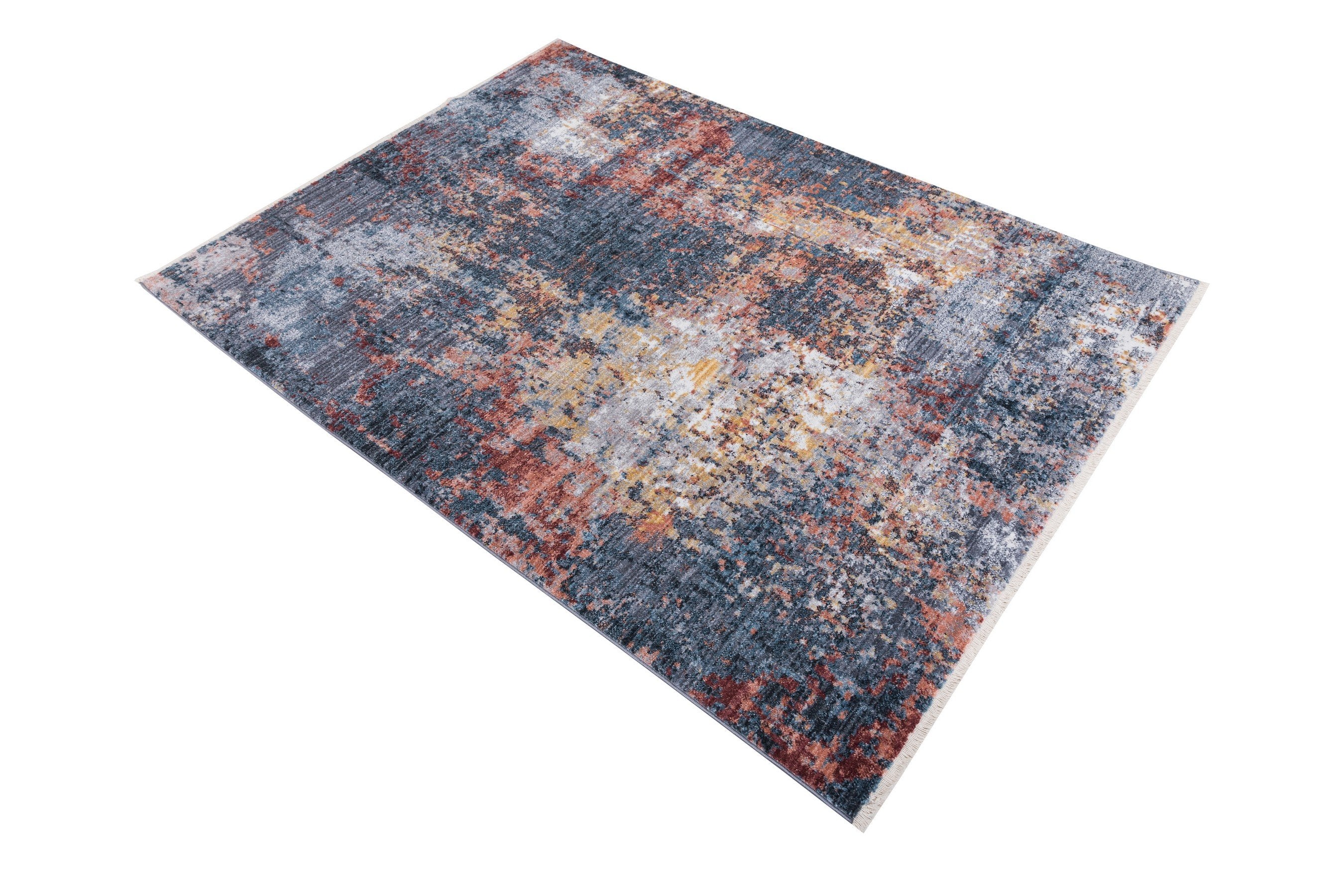 Abstract Distressed Area Rug Leno Weave Abrash Foldable #56