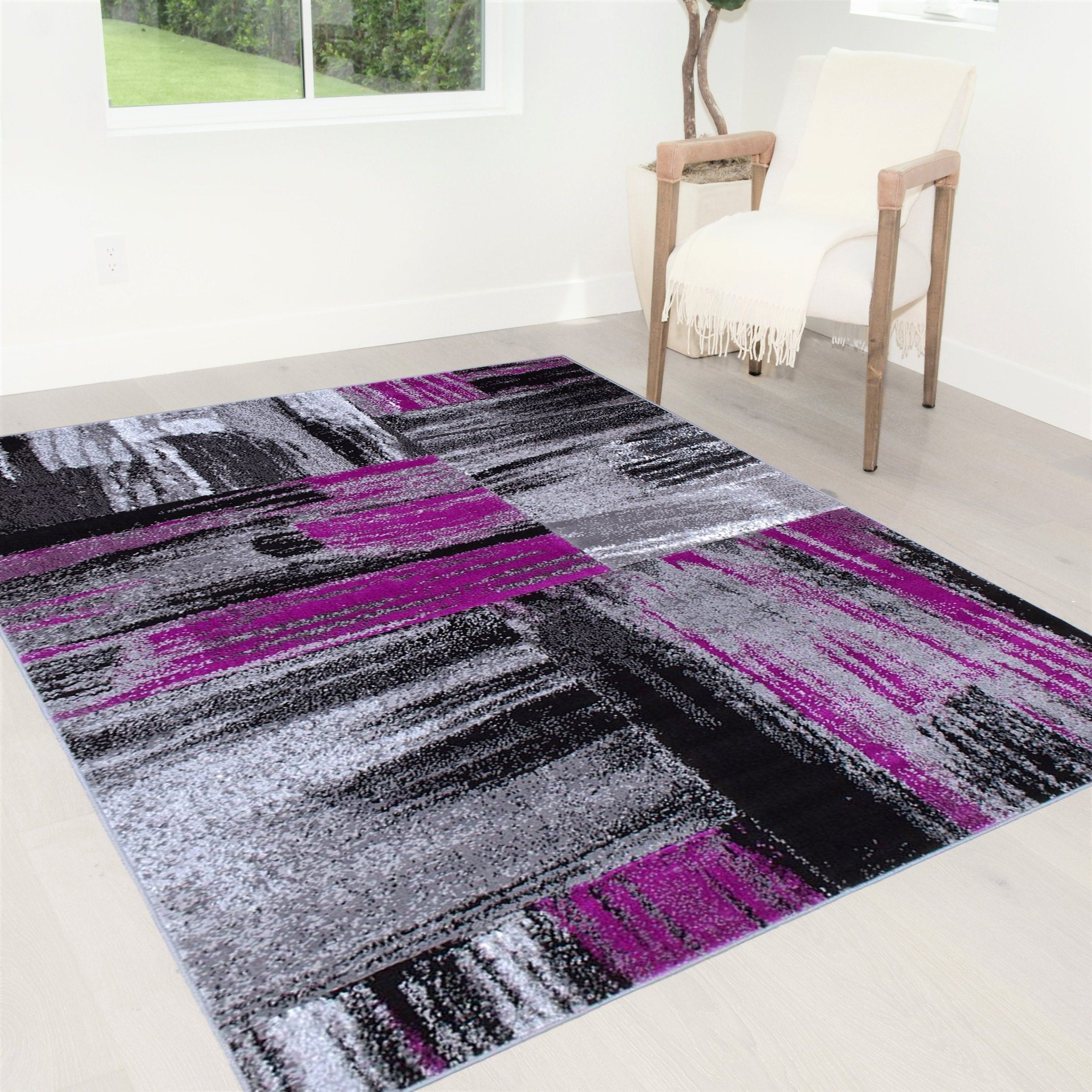 Modern Mixed Brush Color Pattern Area Rug – Various Sizes Available in Gray, Red, Beige, Blue, Lava, Orange, Electric Green, Yellow, Chocolate