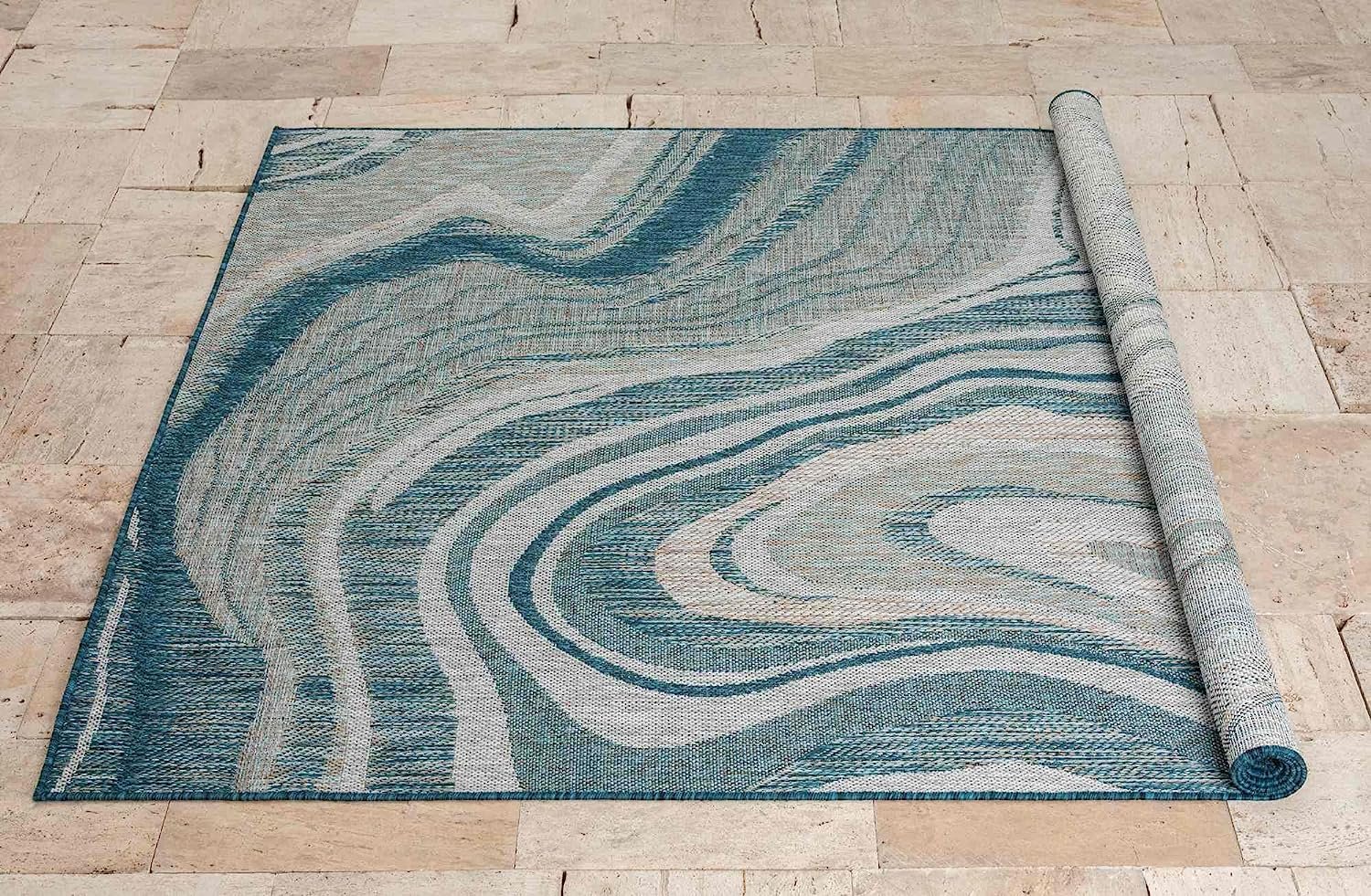 Ocean Pattern Outdoor Rug – Waterproof, Fade-Resistant – 5x7 & 8x10 Sizes