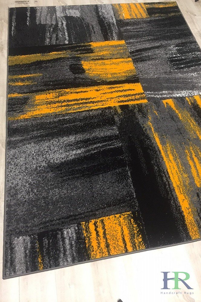 Modern Mixed Brush Color Pattern Area Rug – Various Sizes Available in Gray, Red, Beige, Blue, Lava, Orange, Electric Green, Yellow, Chocolate