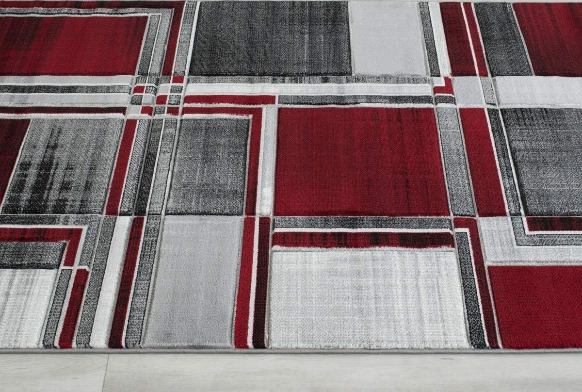 Cubism/Squares Modern Hand Carved Area Rug 15