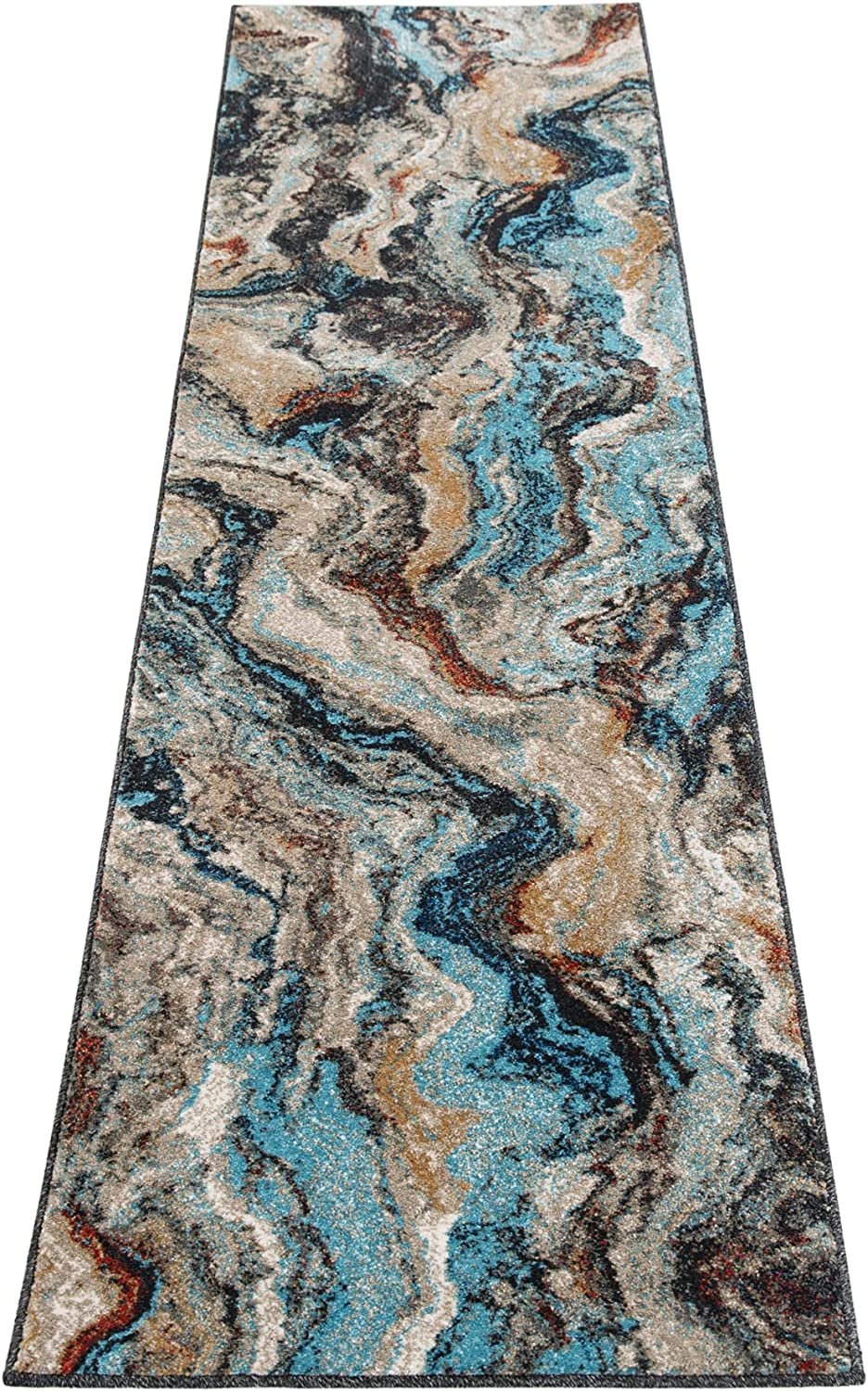 Marble Rugs Turquoise Burgundy # 90