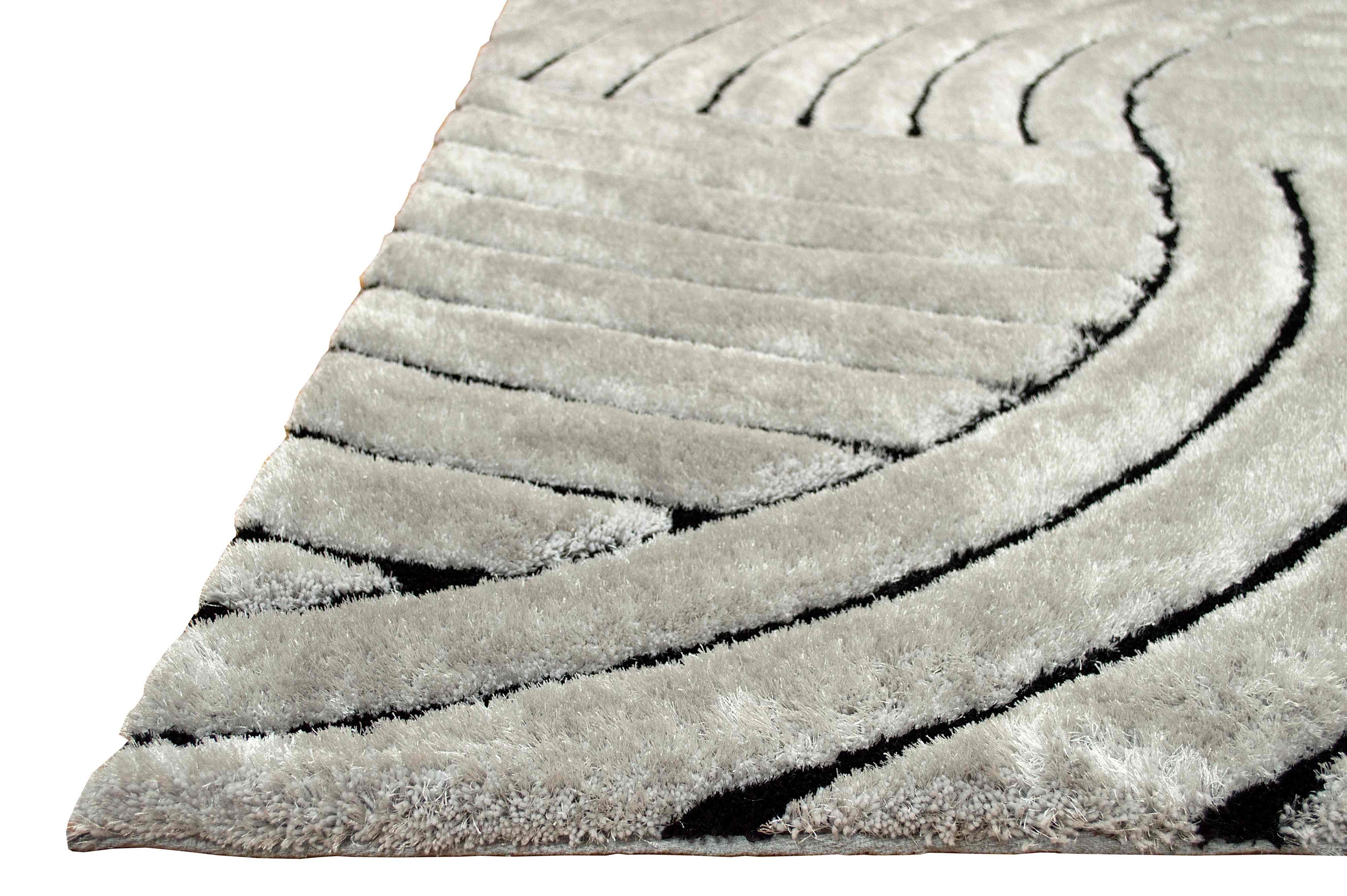 3-D Hand Carved Shaggy Rug - Soft Modern Colors