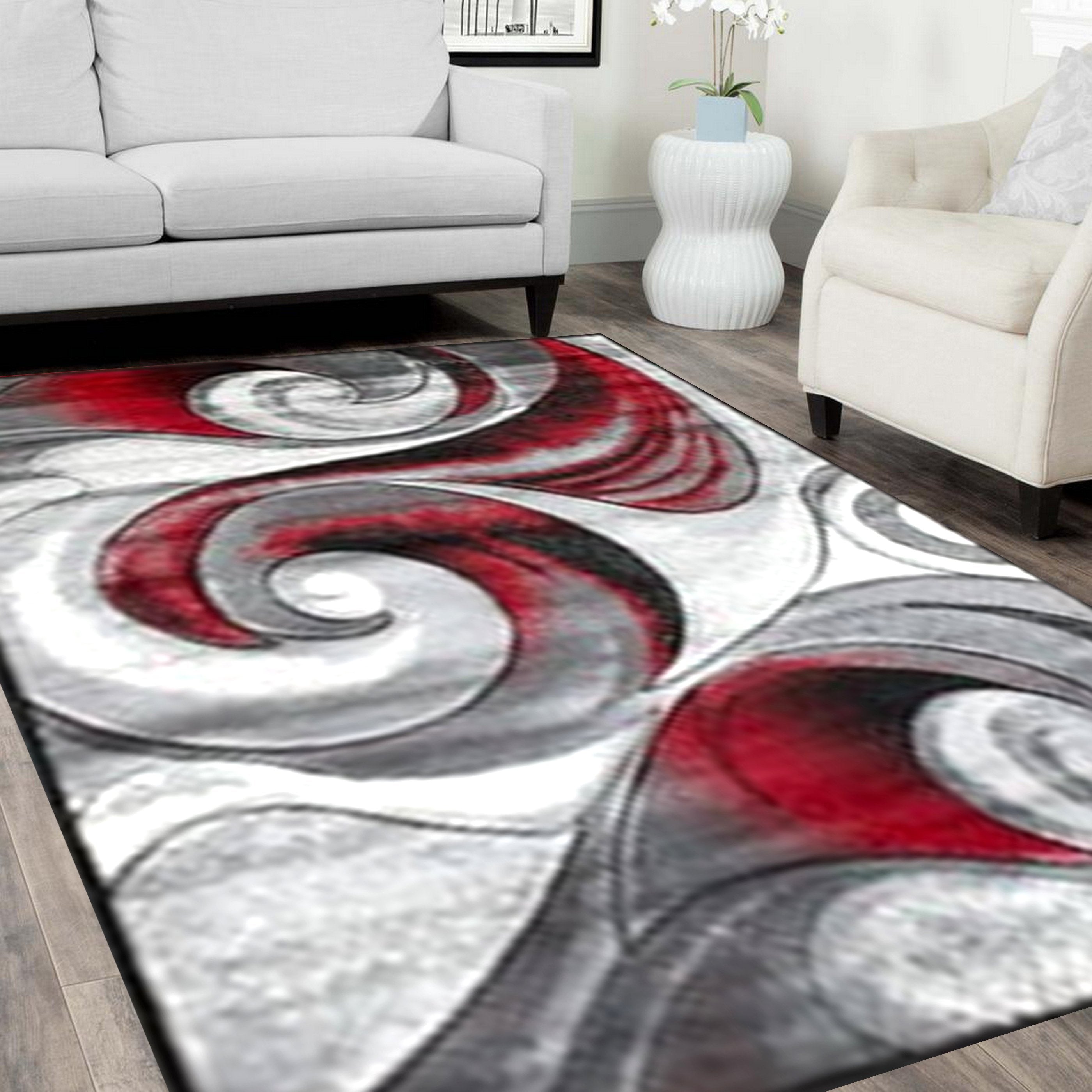 Swirls Abstract Design Hand Carved Rugs #10