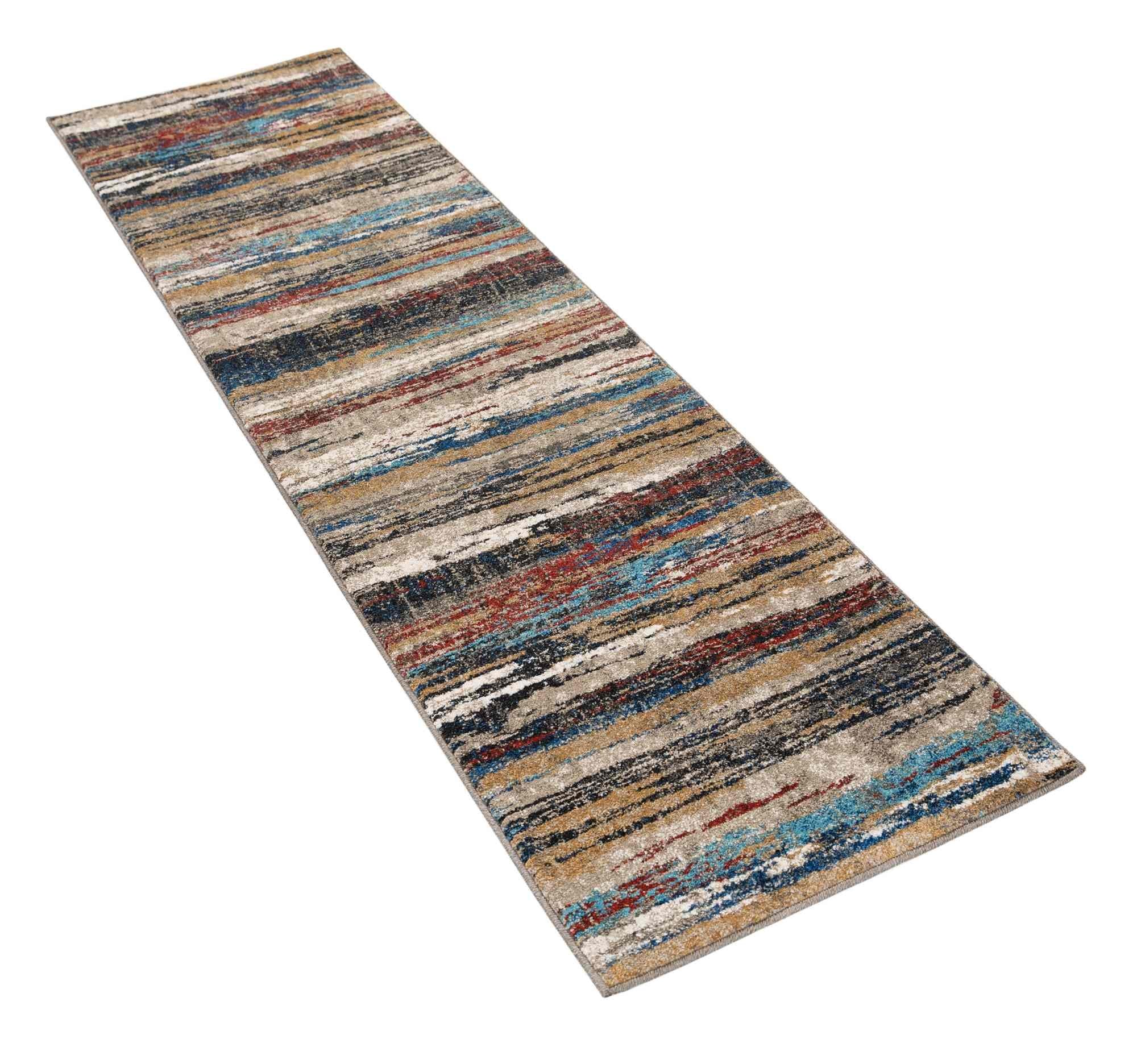 Stripped Design Rugs Blue Burgundy Multi Color Abstract #96