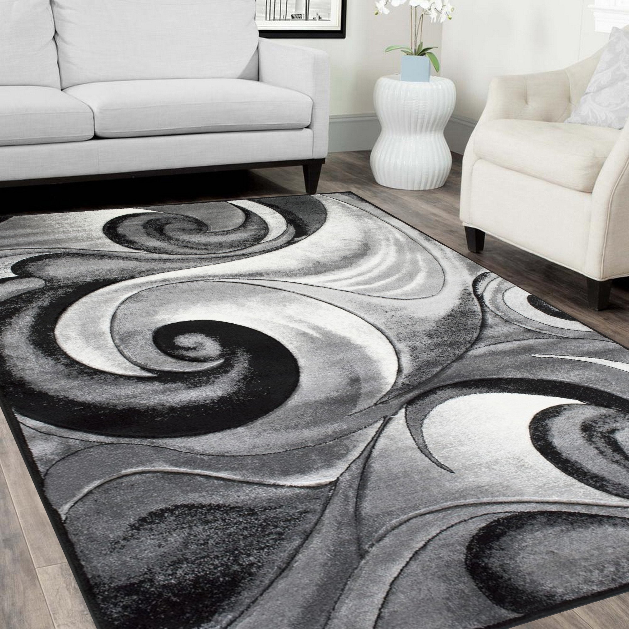 Swirls Abstract Design Hand Carved Rugs #10