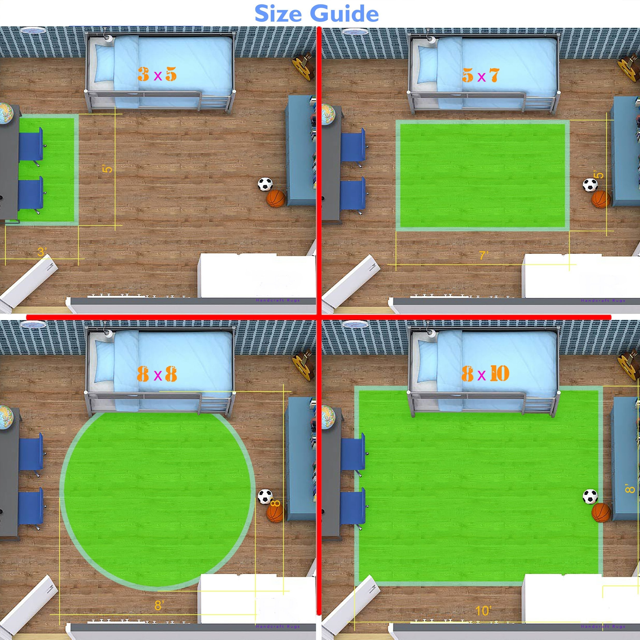 ABC-2 Green Non-Slip Rug