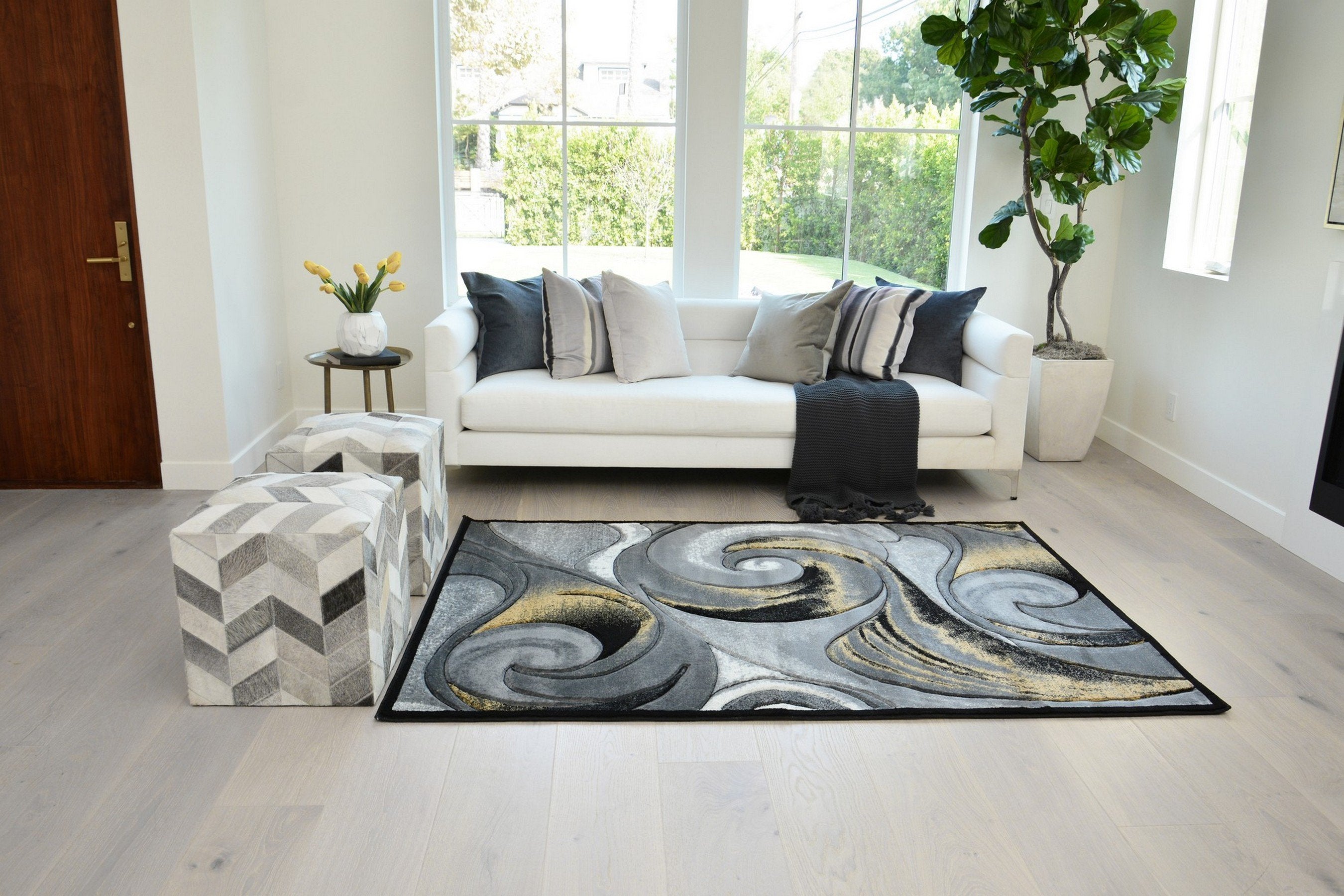 Swirls Abstract Design Hand Carved Rugs #10