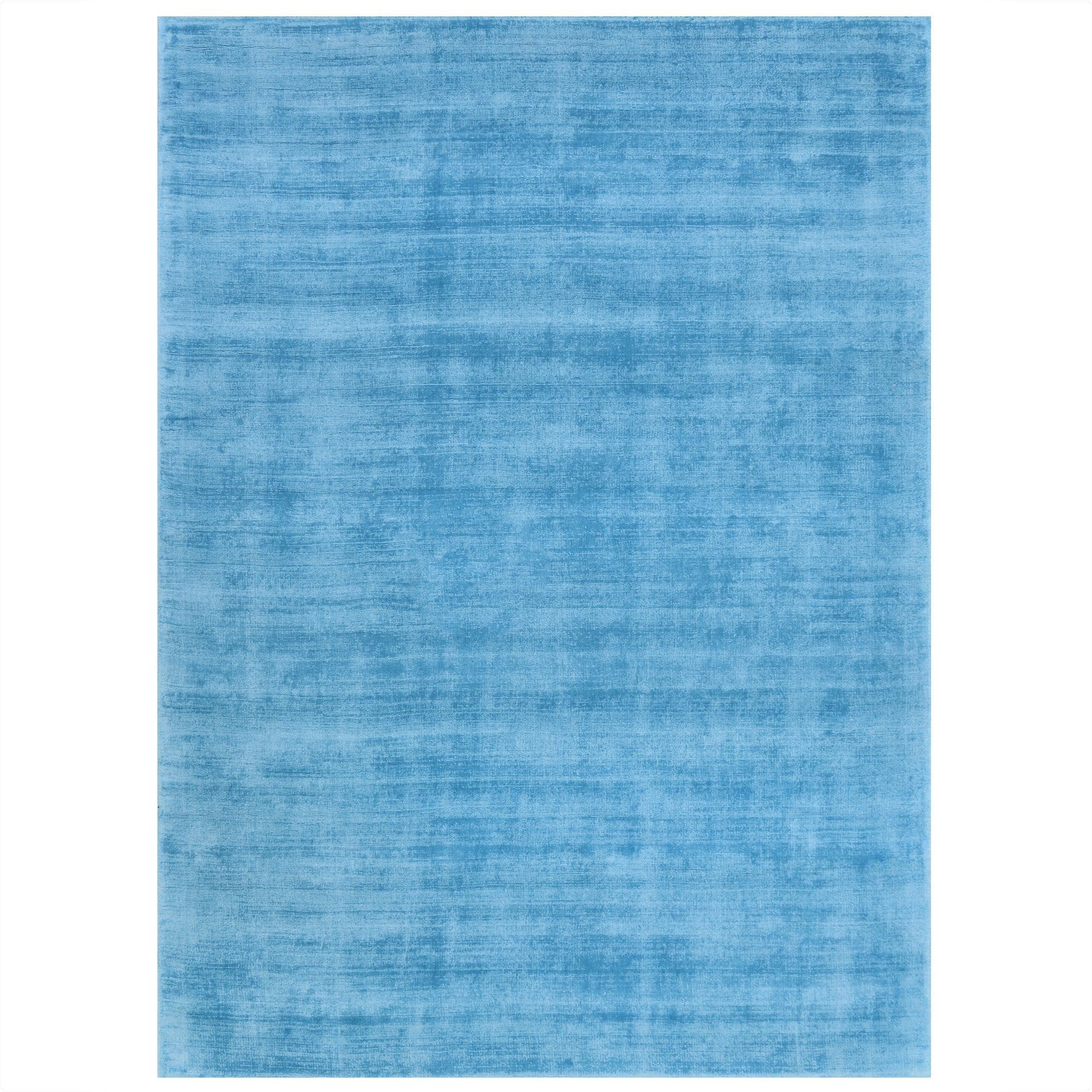 Mid Blue color Rugs Viscose Ultra-Soft Hand Knotted in India Rugs for Dining Room