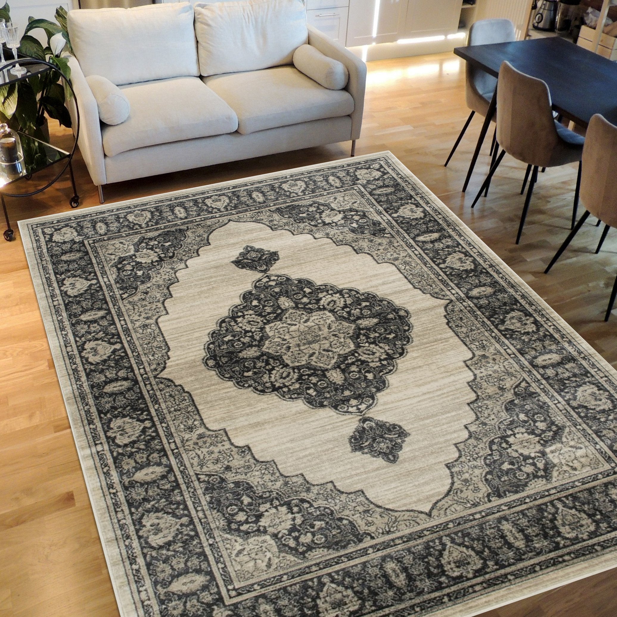 Floral Pattern Distressed Rug #94