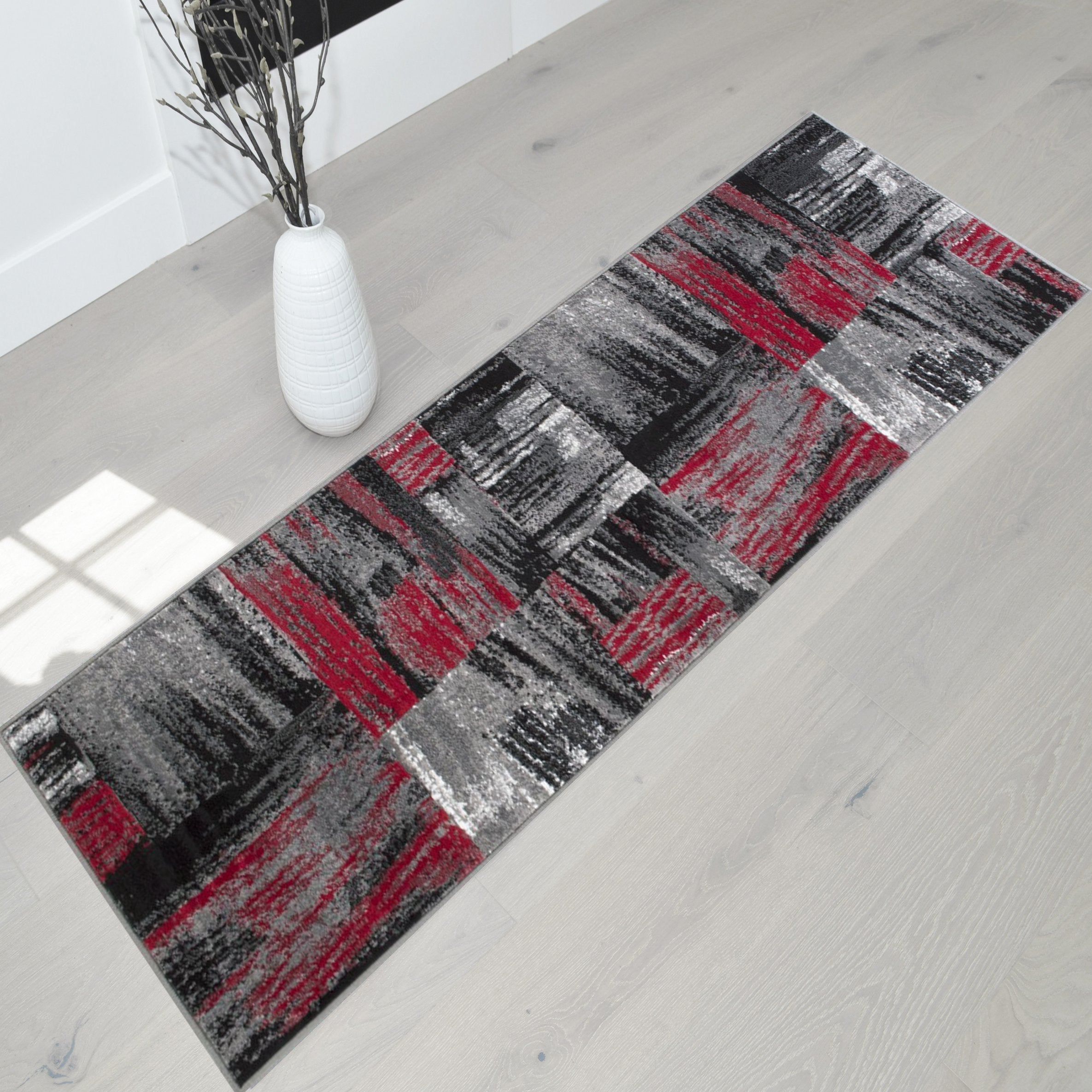 Modern Mixed Brush Color Pattern Area Rug – Various Sizes Available in Gray, Red, Beige, Blue, Lava, Orange, Electric Green, Yellow, Chocolate