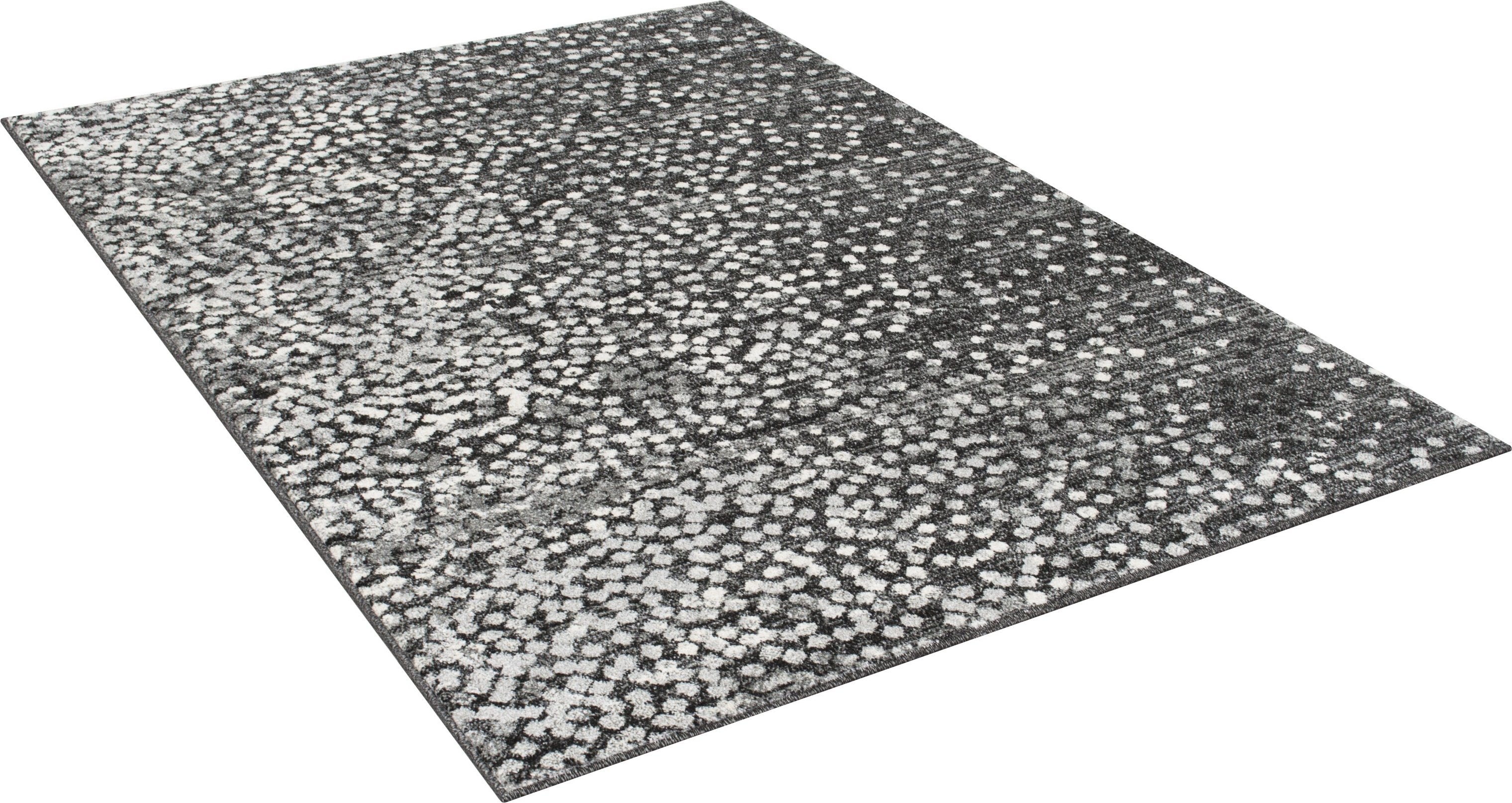 Silver/Ash Gray Polka Dot Pattern Fashion Rug (7x10 feet)