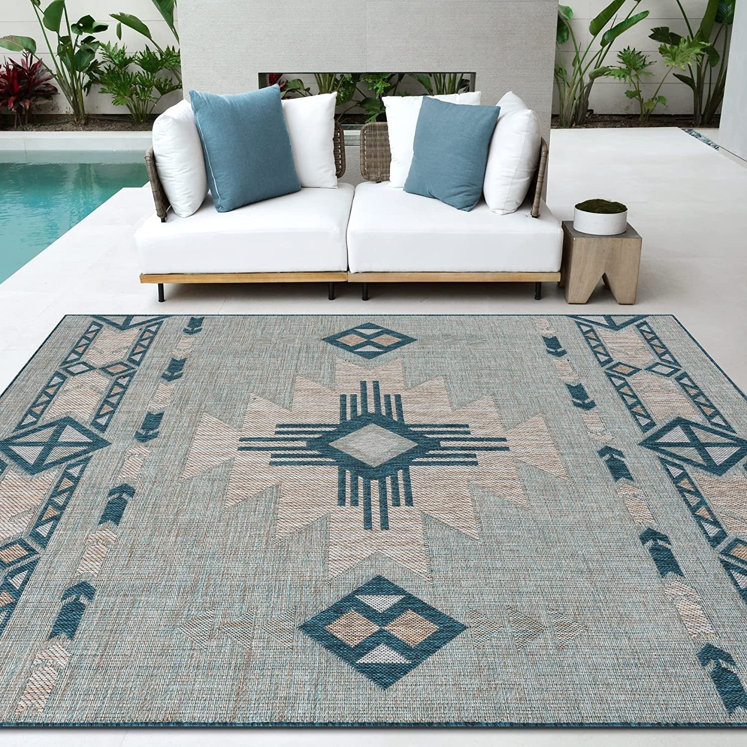 Southwestern Navajo Outdoor Rug – Waterproof and Fade-Resistant – 5x7 & 8x10 Sizes