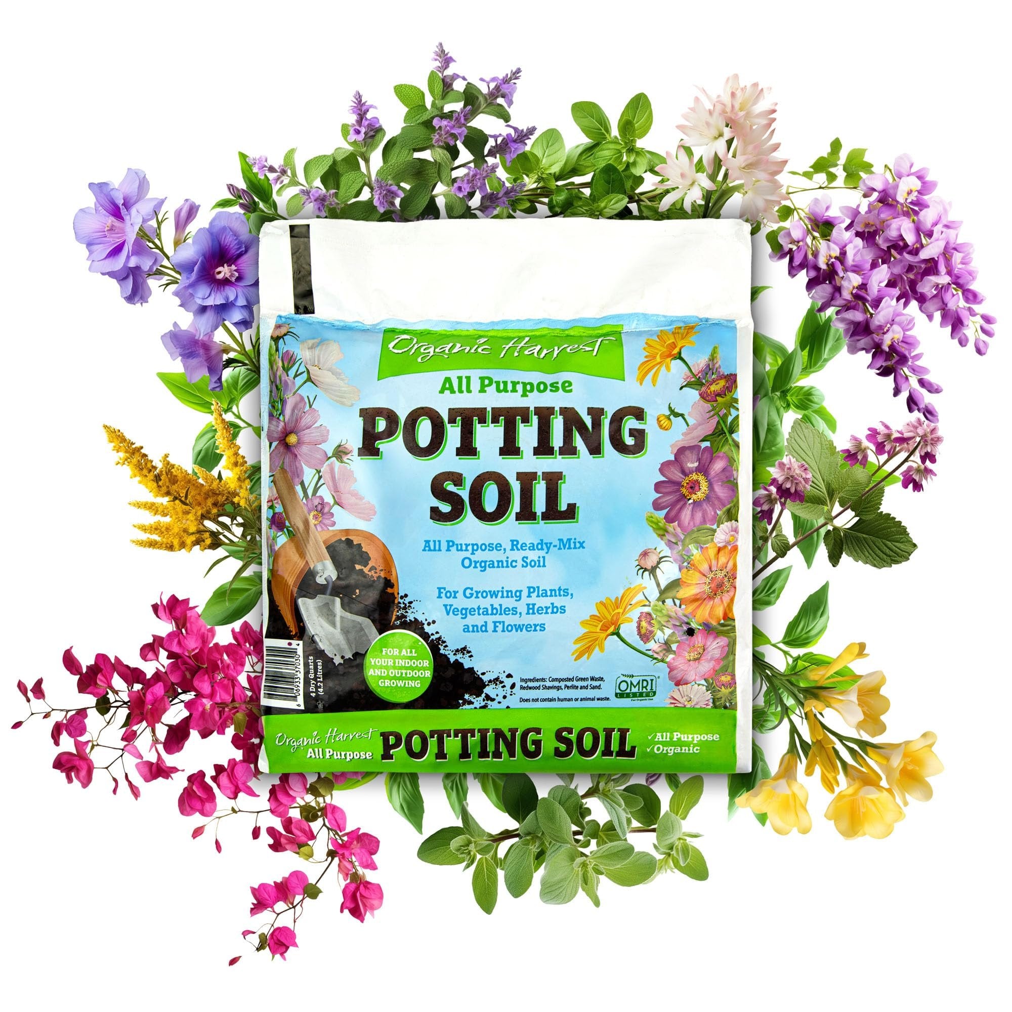 Organic Potting Soil Mix - All Purpose Ready-to-Use Garden Soil for Indoor-Outdoor Plants, Vegetables, Herbs & Flowers - Enriched with Nutrients, Eco-Friendly