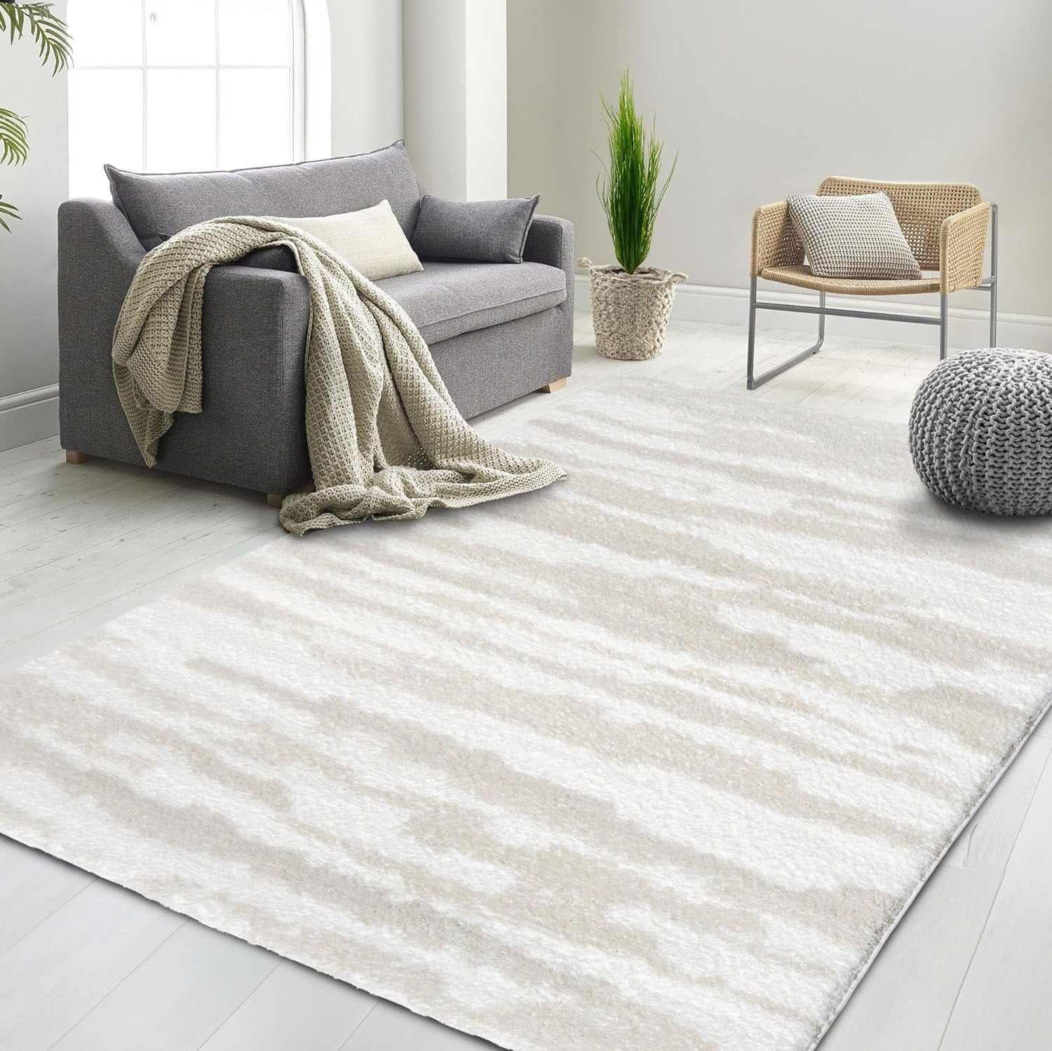 HR Modern Abstract Shag Area Rug Luxurious Soft Plush Texture for Contemporary Home Decor, #26224