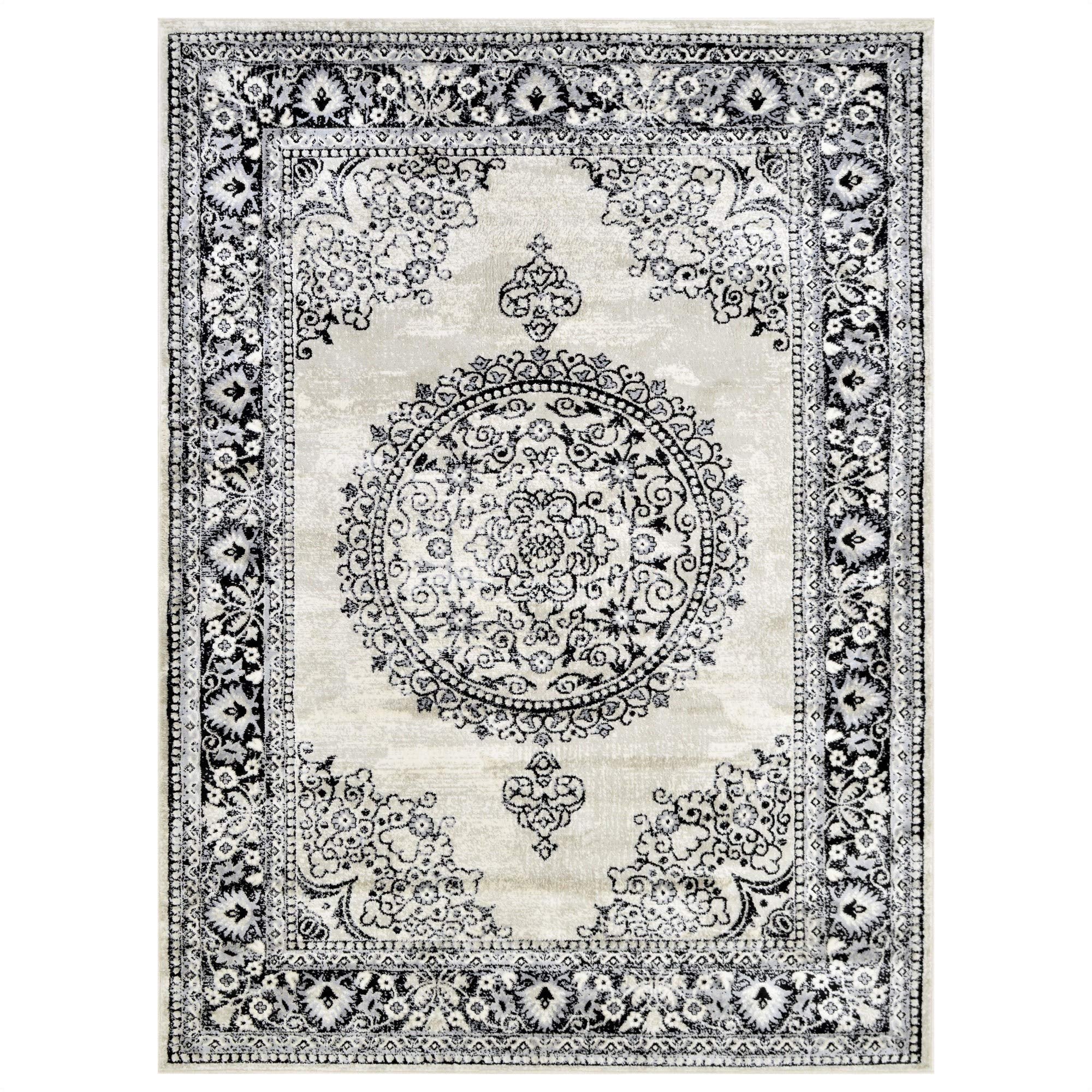 HR Traditional Rug for Living Room Antiqued Oriental Boho Décor Rugs for Bedroom