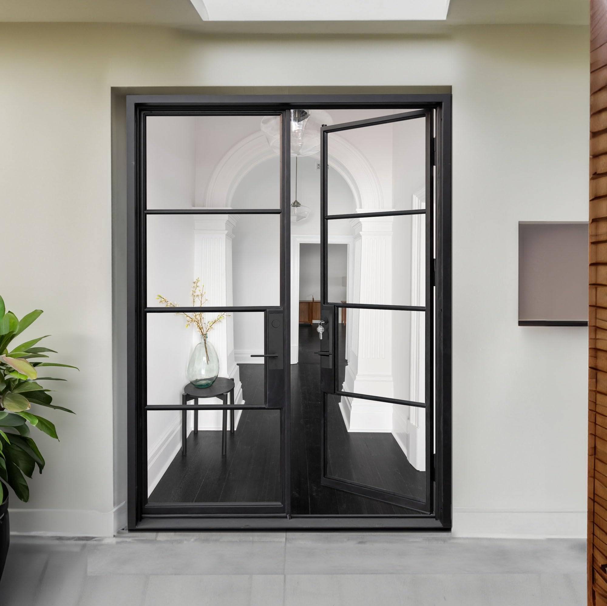 Generic HR Matte Black French Iron Steel Door with Handle and Locks, Right Inswing, Elegant Entrance Door for Home and Office 72 x 81, LID-72-81