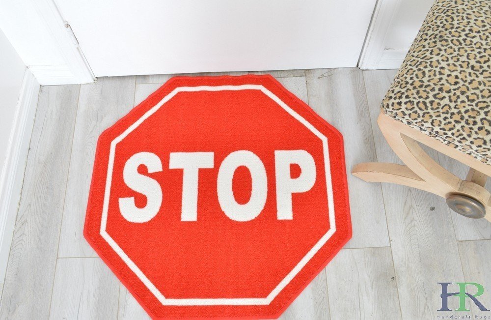 Stop Sign Non-Slip Doormat / Mat For Office and Room and Driving School - 3 feet