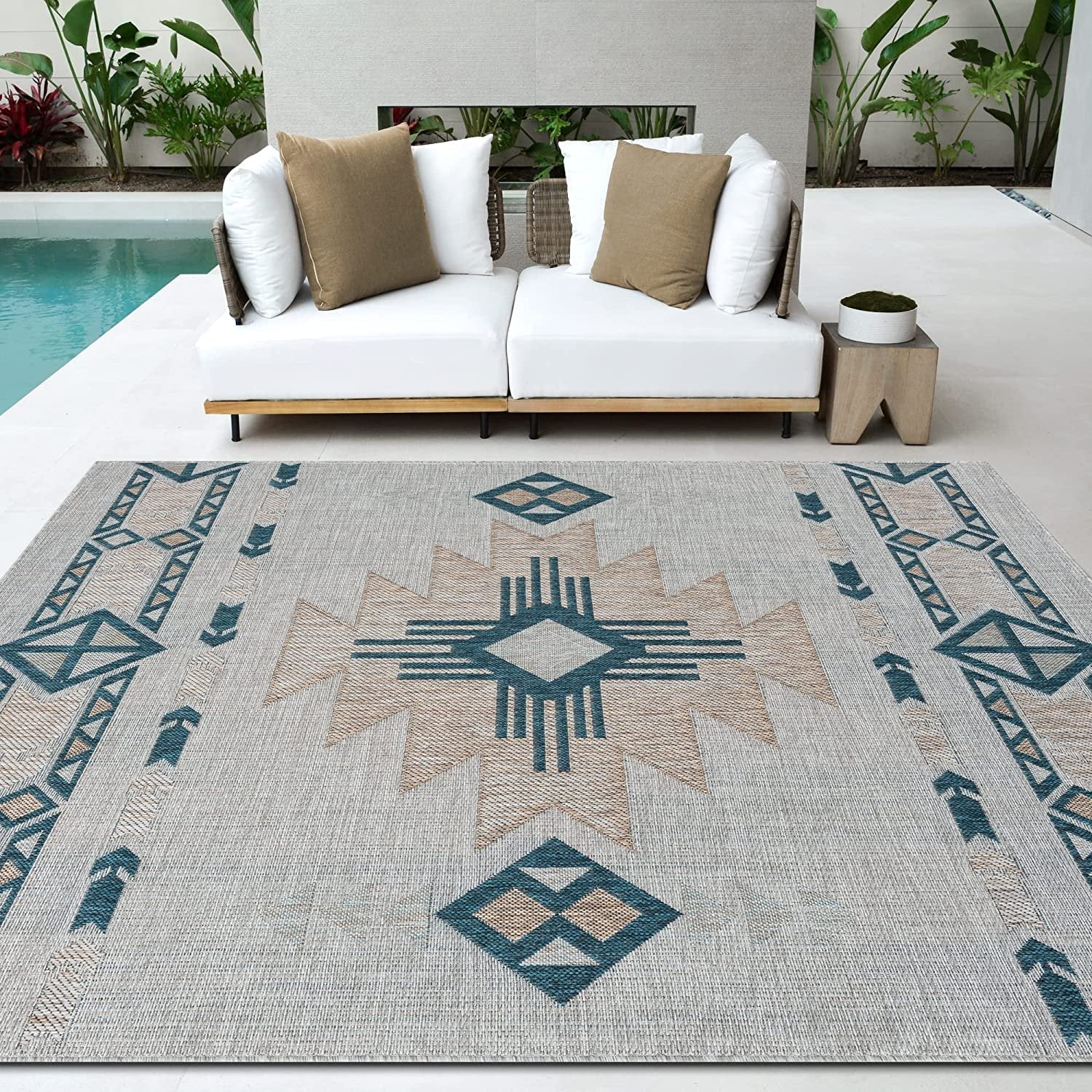 HR Waterproof Southwestern Navajo Outdoor Rug #1664