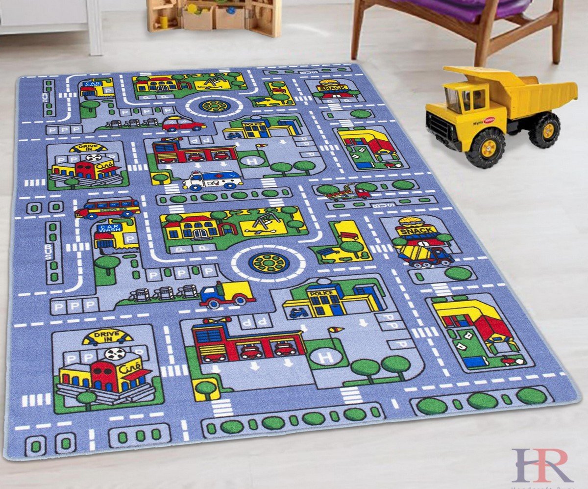 Kids Car Road Rugs City Map Educational Play mat-Non-Slip