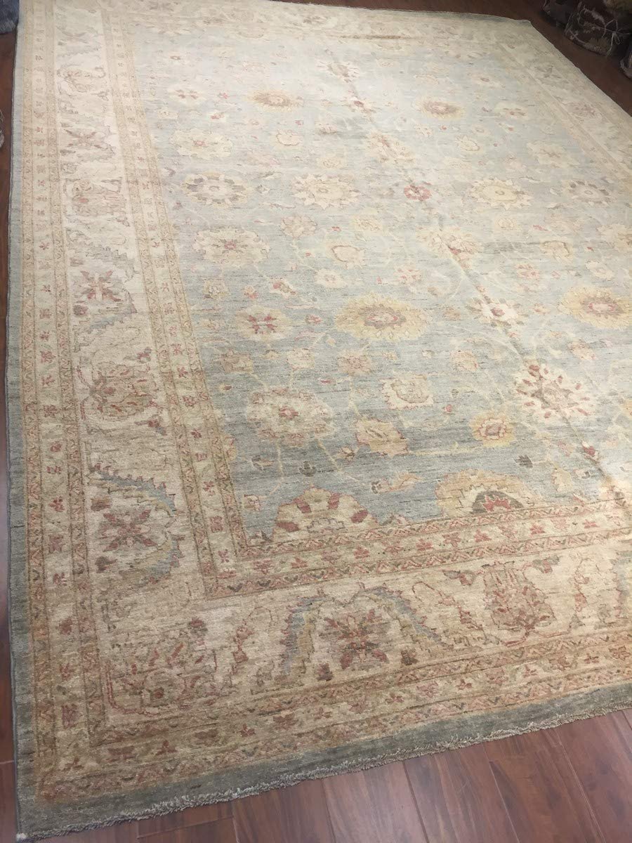 Hand Knotted Pakistani Rug-Ziegler-Gray/Beige/Multi-(13.7 by 10Feet)