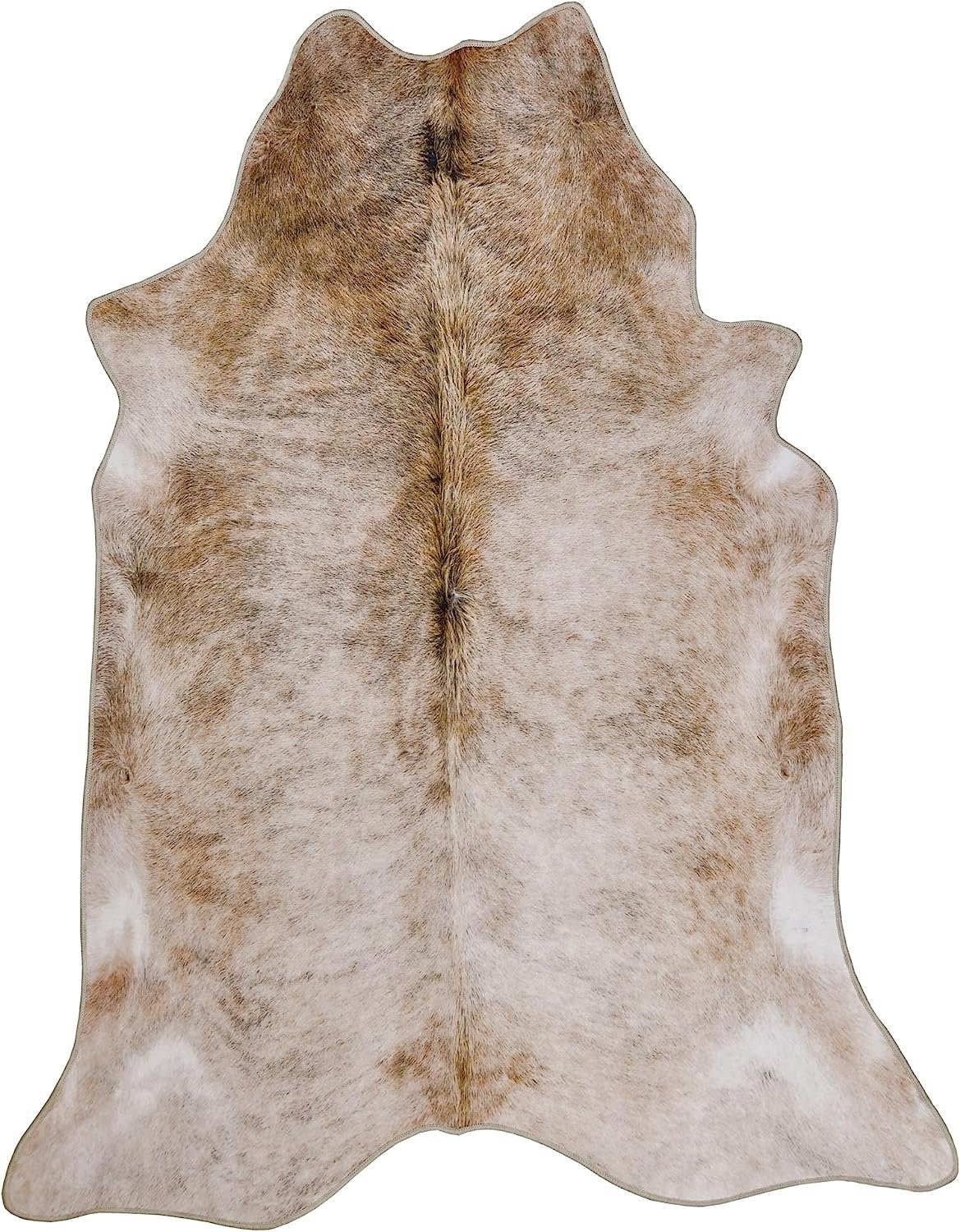 HR Premium Non-Slip Faux Cowhide Beige Brown Ivory and White # 1123