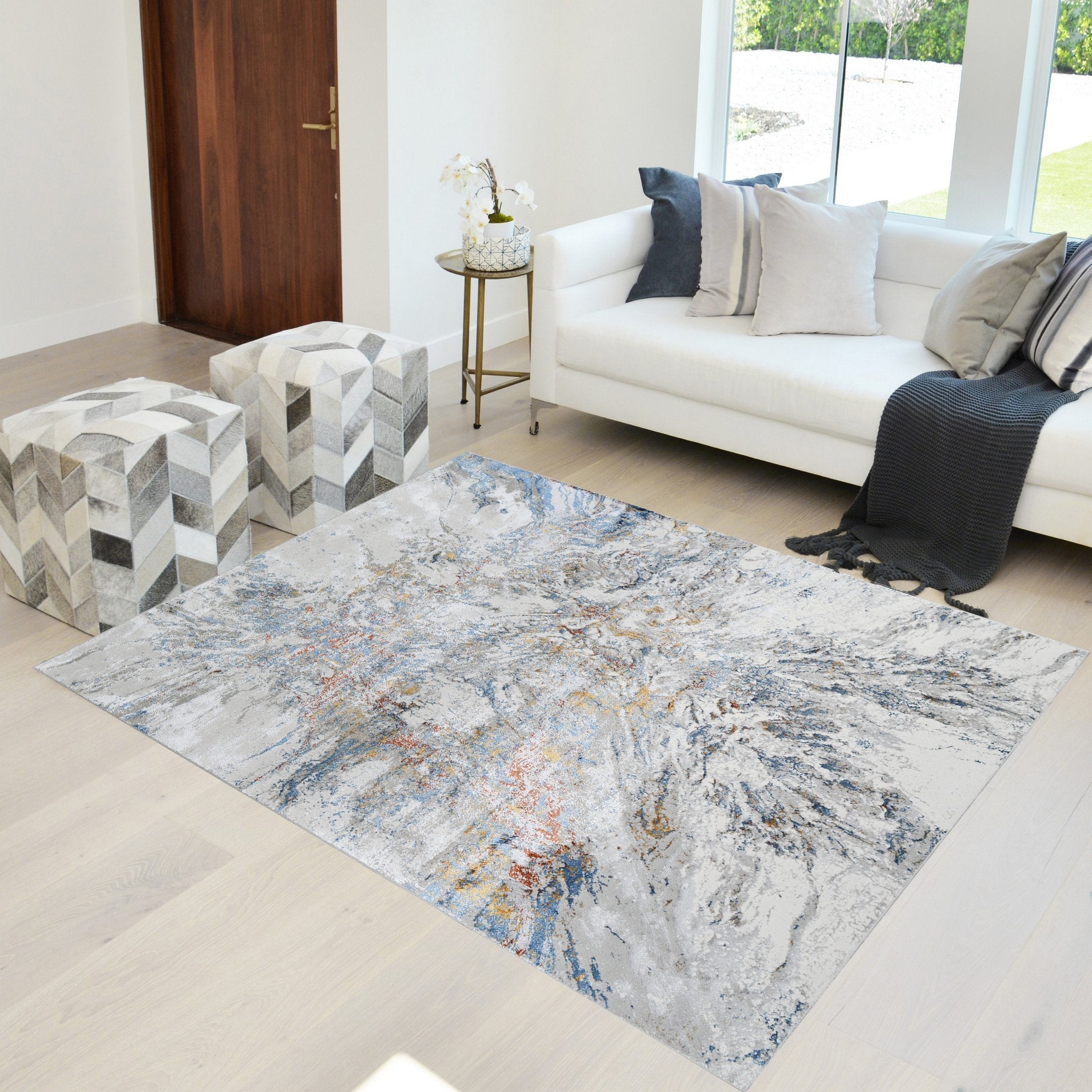 Modern Bohemian Soft Touch Rug Liquid Pattern Area Rugs ,Viscos 75