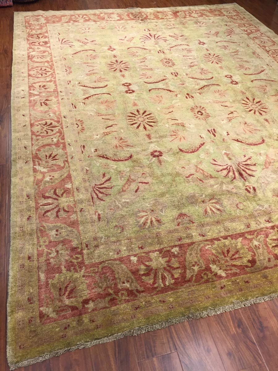 Hand Knotted Pakistani Rug-Ziegler-Burgandy/Olive/Multi-(9.1 by 11.10 Feet)