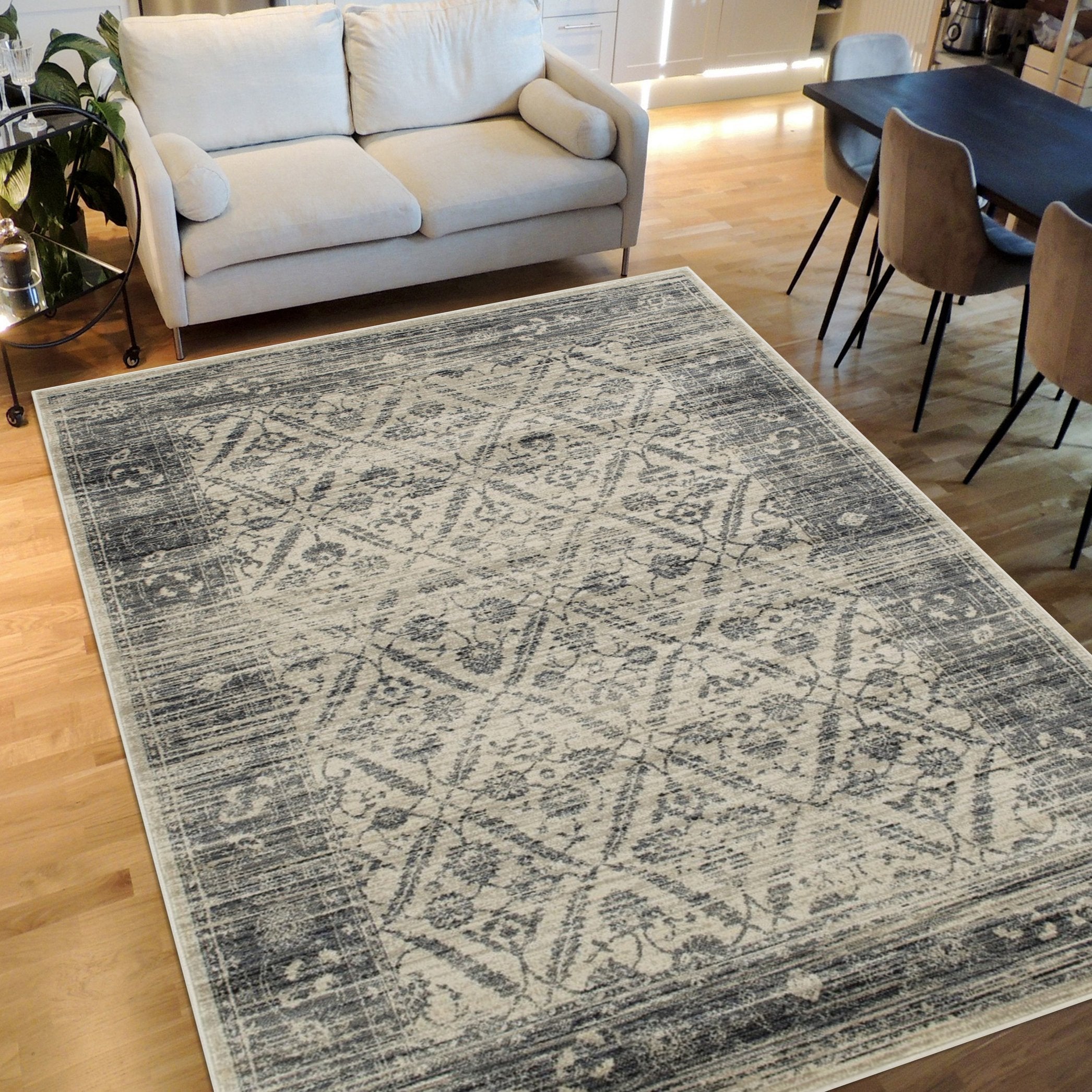 Allover Pattern Distressed Rug #95